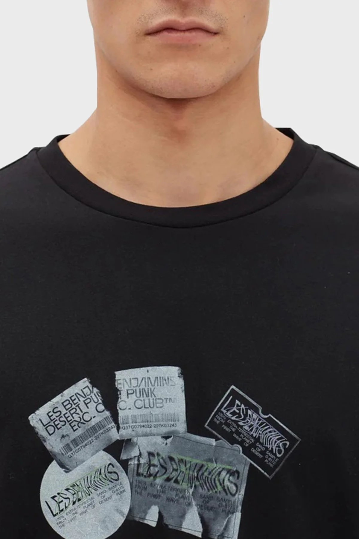 Les Benjamins % 100 Pamuk Baskılı Oversize Erkek T Shirt LB23FWFRWMUOT-009 SİYAH - 5