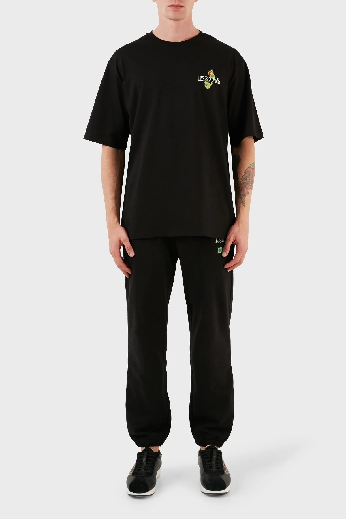 Les Benjamins % 100 Pamuk Baskılı Oversize Erkek T Shirt LB23FWFRWMUOT-010 SİYAH - 3
