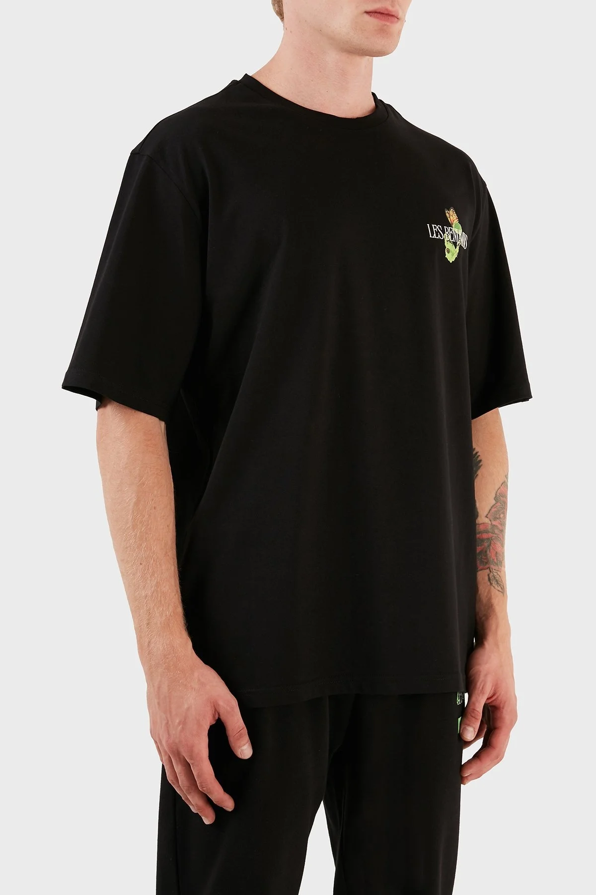 Les Benjamins % 100 Pamuk Baskılı Oversize Erkek T Shirt LB23FWFRWMUOT-010 SİYAH - 4