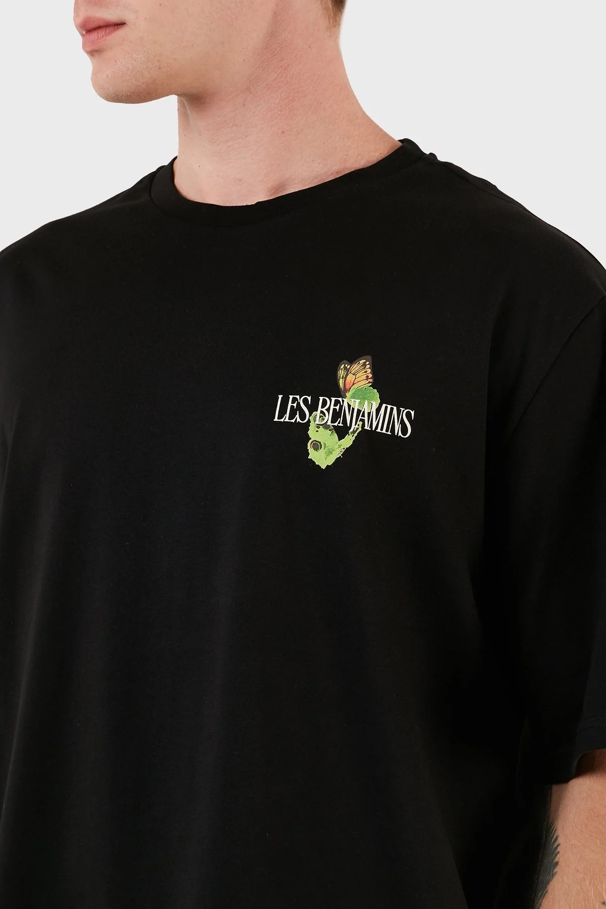 Les Benjamins % 100 Pamuk Baskılı Oversize Erkek T Shirt LB23FWFRWMUOT-010 SİYAH - 5