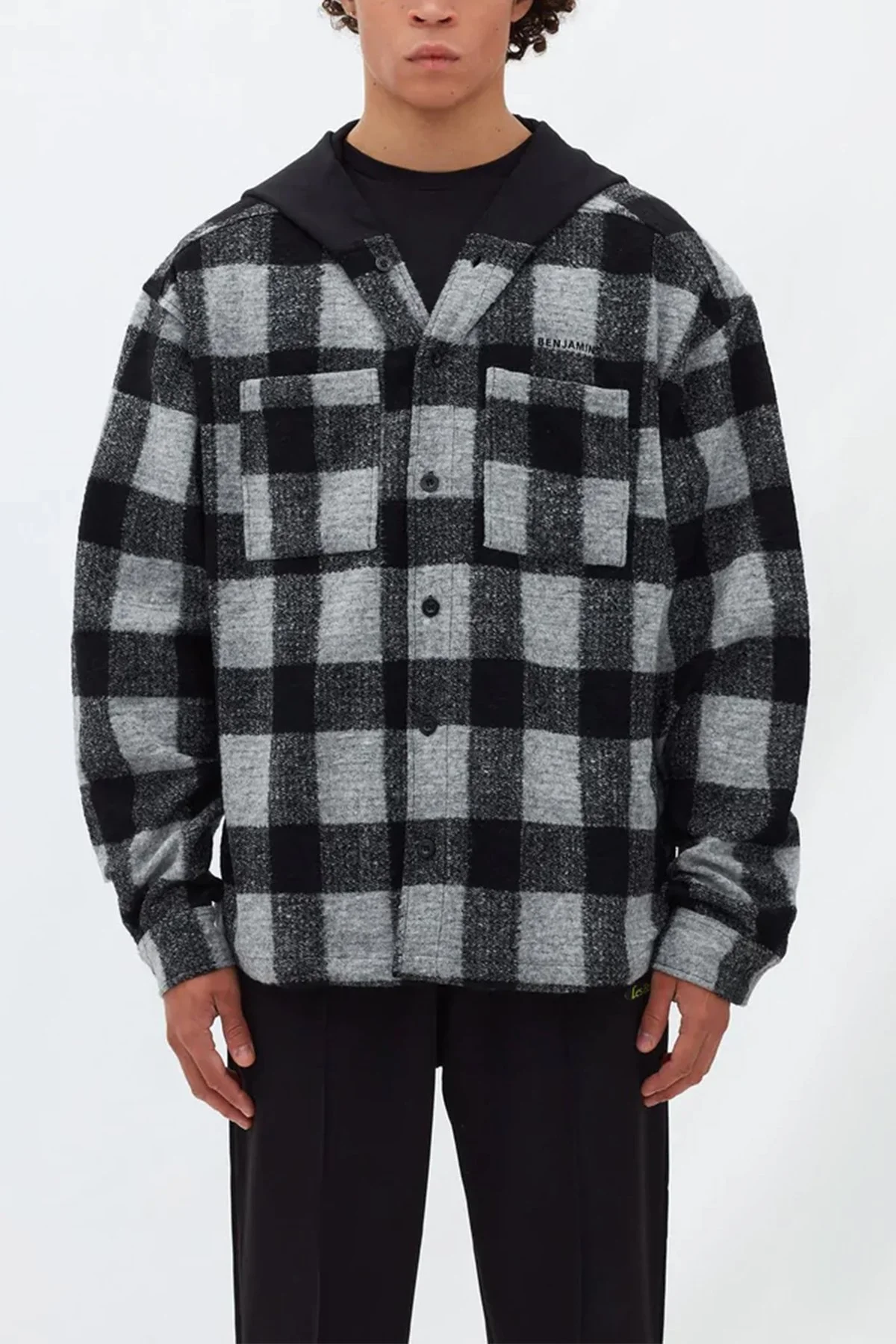 Les Benjamins % 100 Pamuk Geniş Kesim Çift Cepli Erkek Gömlek Ceket LB22FWGASMUSH-009 SİYAH - 1