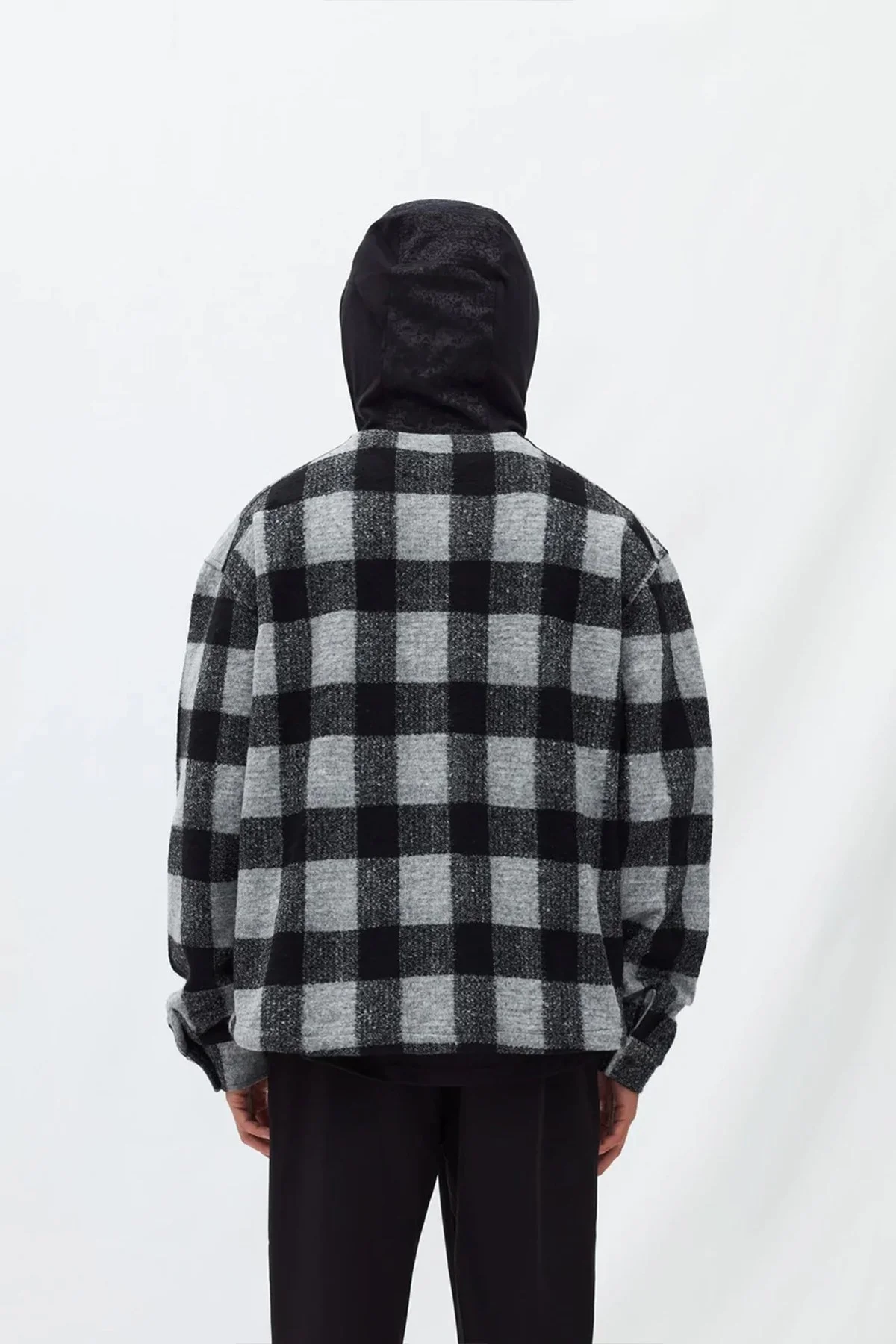 Les Benjamins % 100 Pamuk Geniş Kesim Çift Cepli Erkek Gömlek Ceket LB22FWGASMUSH-009 SİYAH - 5