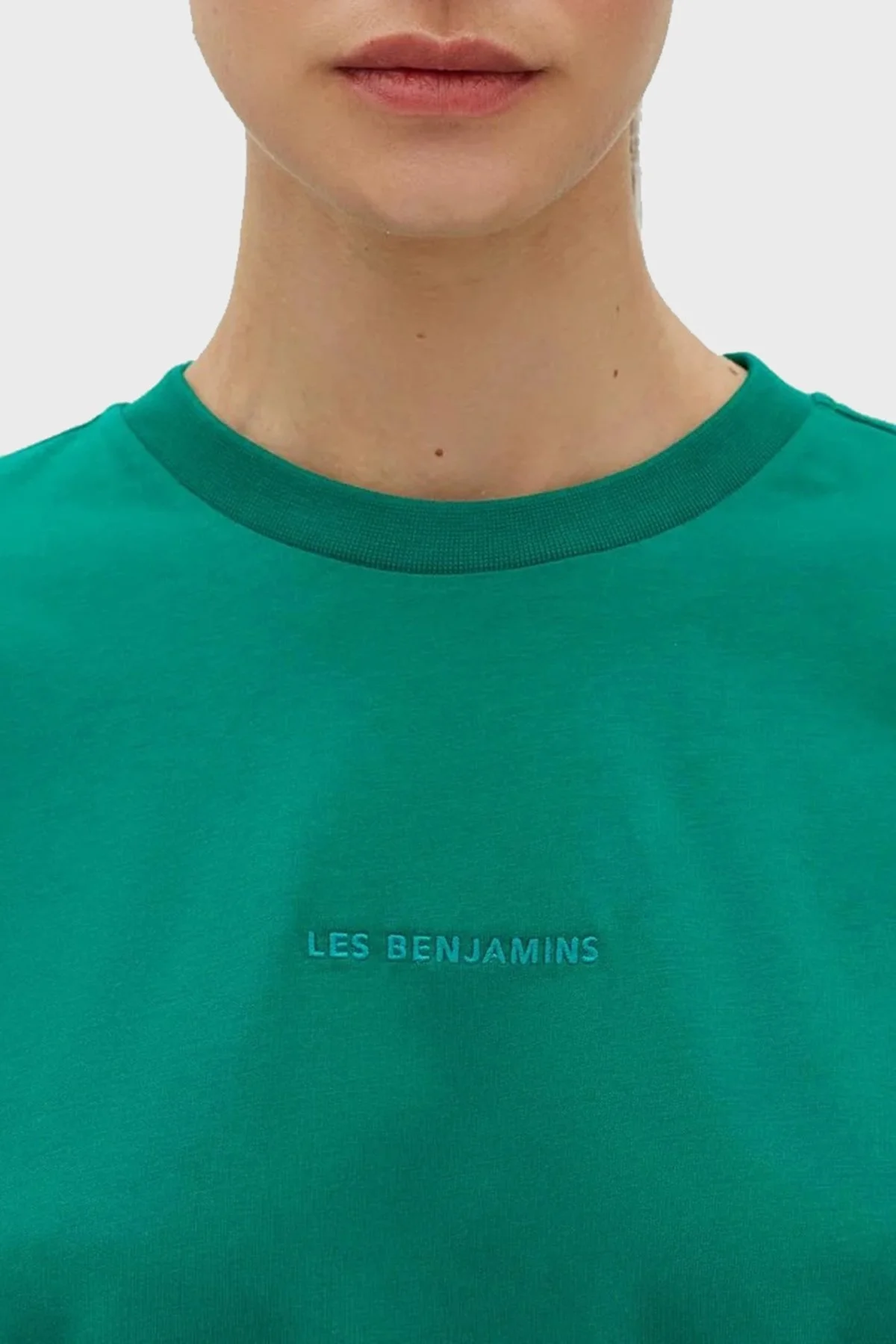 Les Benjamins % 100 Pamuk Oversize Bisiklet Yaka Cropped Bayan T Shirt LB23SSESSFUOT-301 YEŞİL - 3