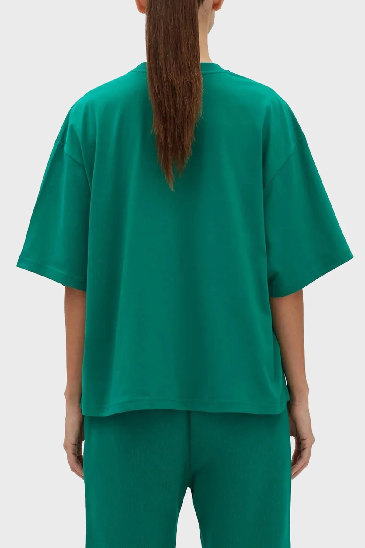 Les Benjamins % 100 Pamuk Oversize Bisiklet Yaka Cropped Bayan T Shirt LB23SSESSFUOT-301 YEŞİL - 5