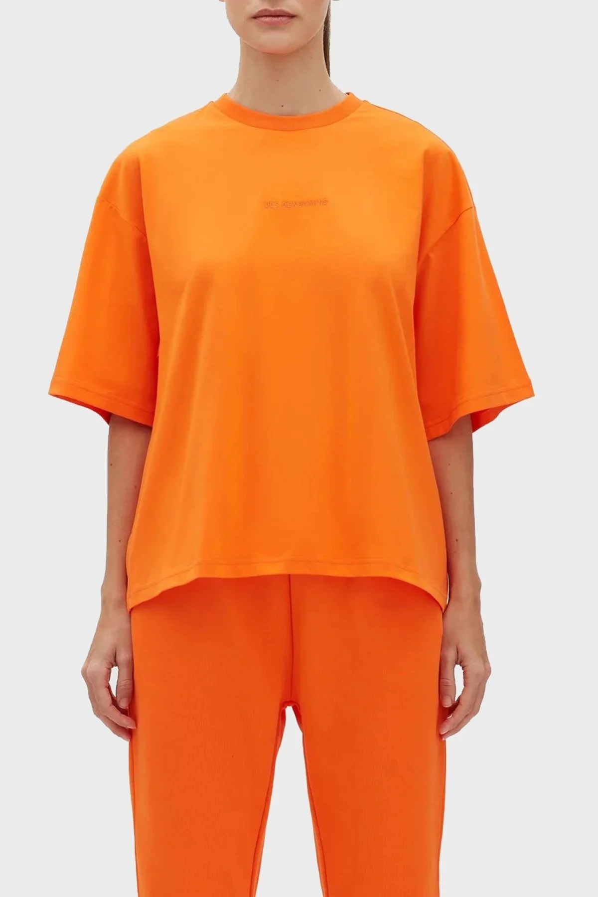 Les Benjamins % 100 Pamuk Oversize Bisiklet Yaka Cropped Bayan T Shirt LB23SSESSFUOT-302 TURUNCU - 1