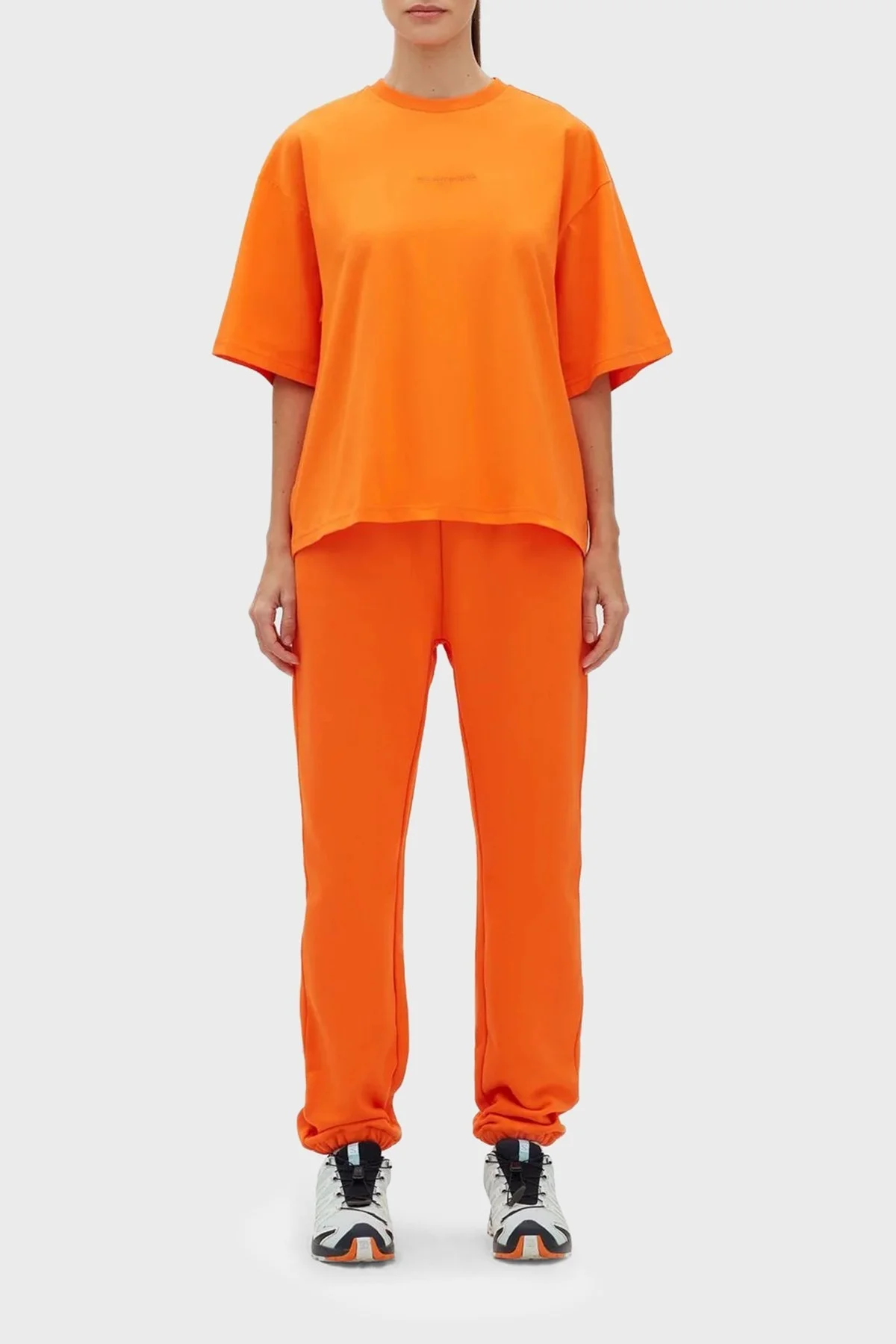 Les Benjamins % 100 Pamuk Oversize Bisiklet Yaka Cropped Bayan T Shirt LB23SSESSFUOT-302 TURUNCU - 3