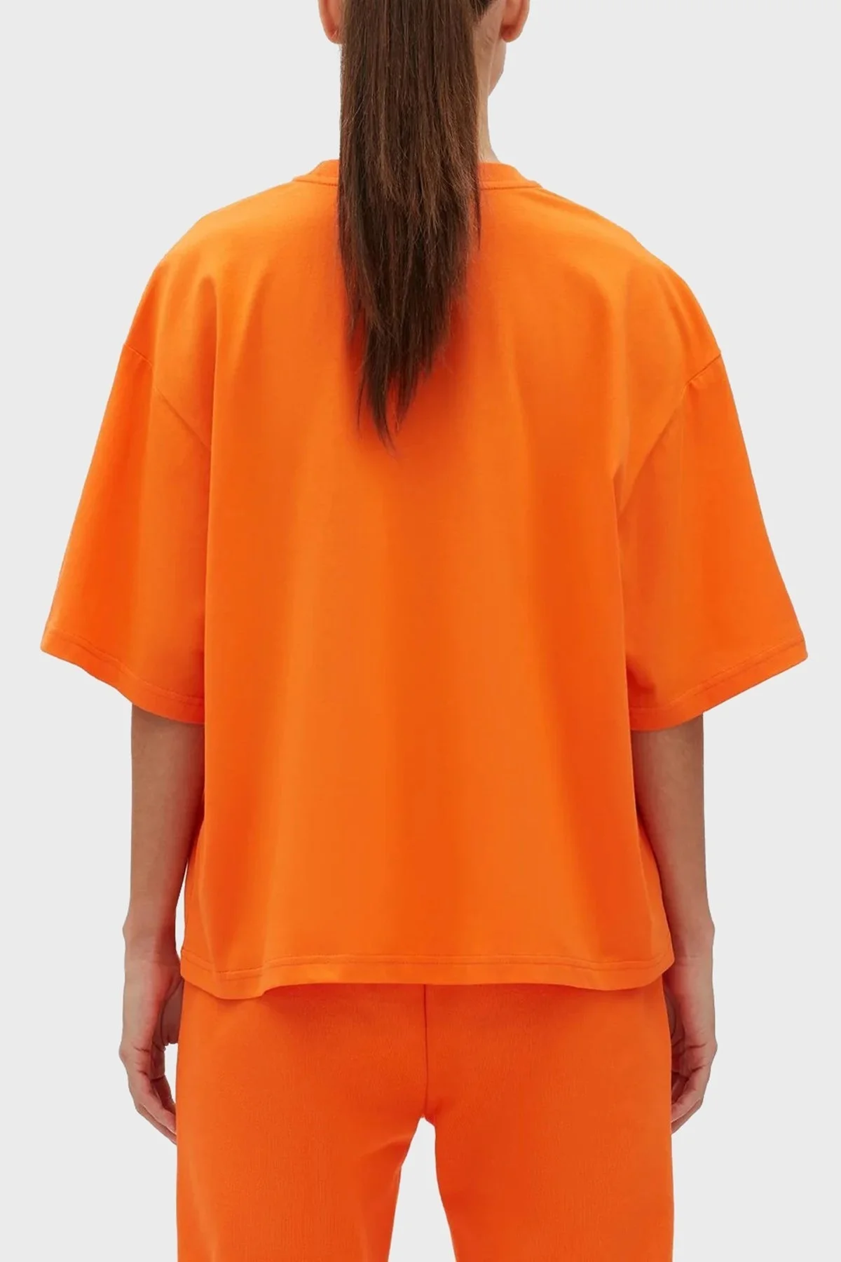 Les Benjamins % 100 Pamuk Oversize Bisiklet Yaka Cropped Bayan T Shirt LB23SSESSFUOT-302 TURUNCU - 5