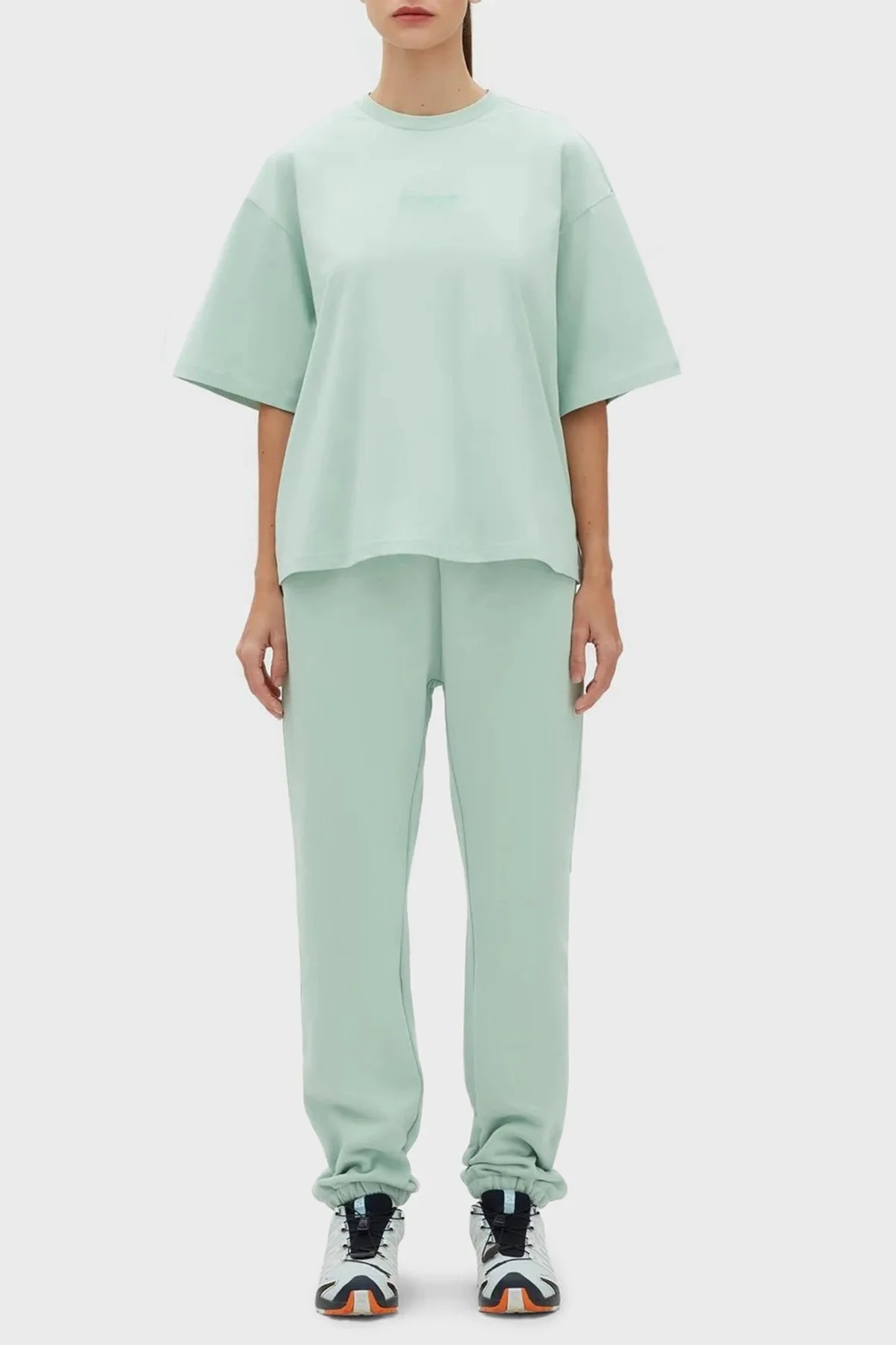 Les Benjamins % 100 Pamuk Oversize Bisiklet Yaka Cropped Bayan T Shirt LB23SSESSFUOT-304 YEŞİL - 2