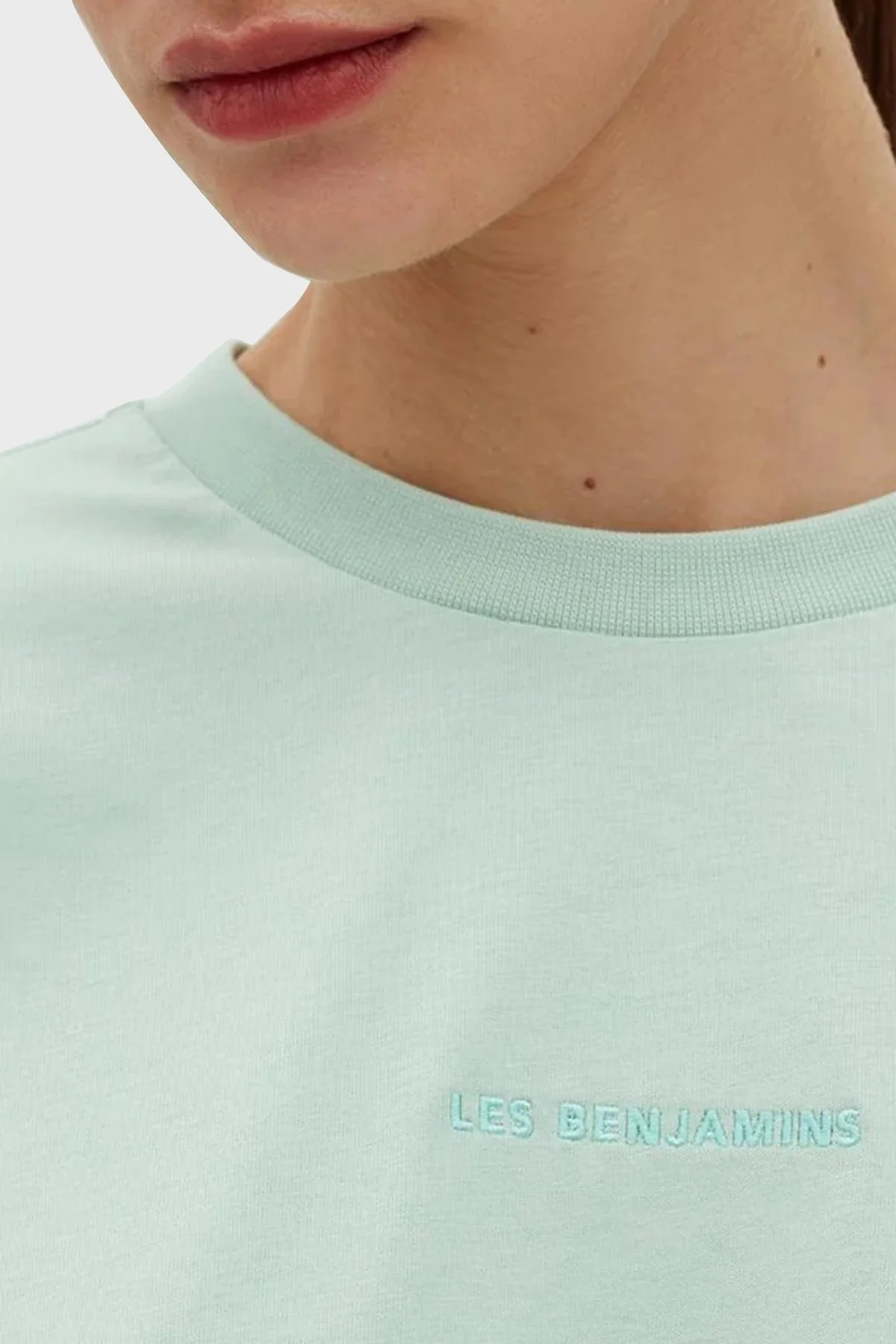 Les Benjamins % 100 Pamuk Oversize Bisiklet Yaka Cropped Bayan T Shirt LB23SSESSFUOT-304 YEŞİL - 4