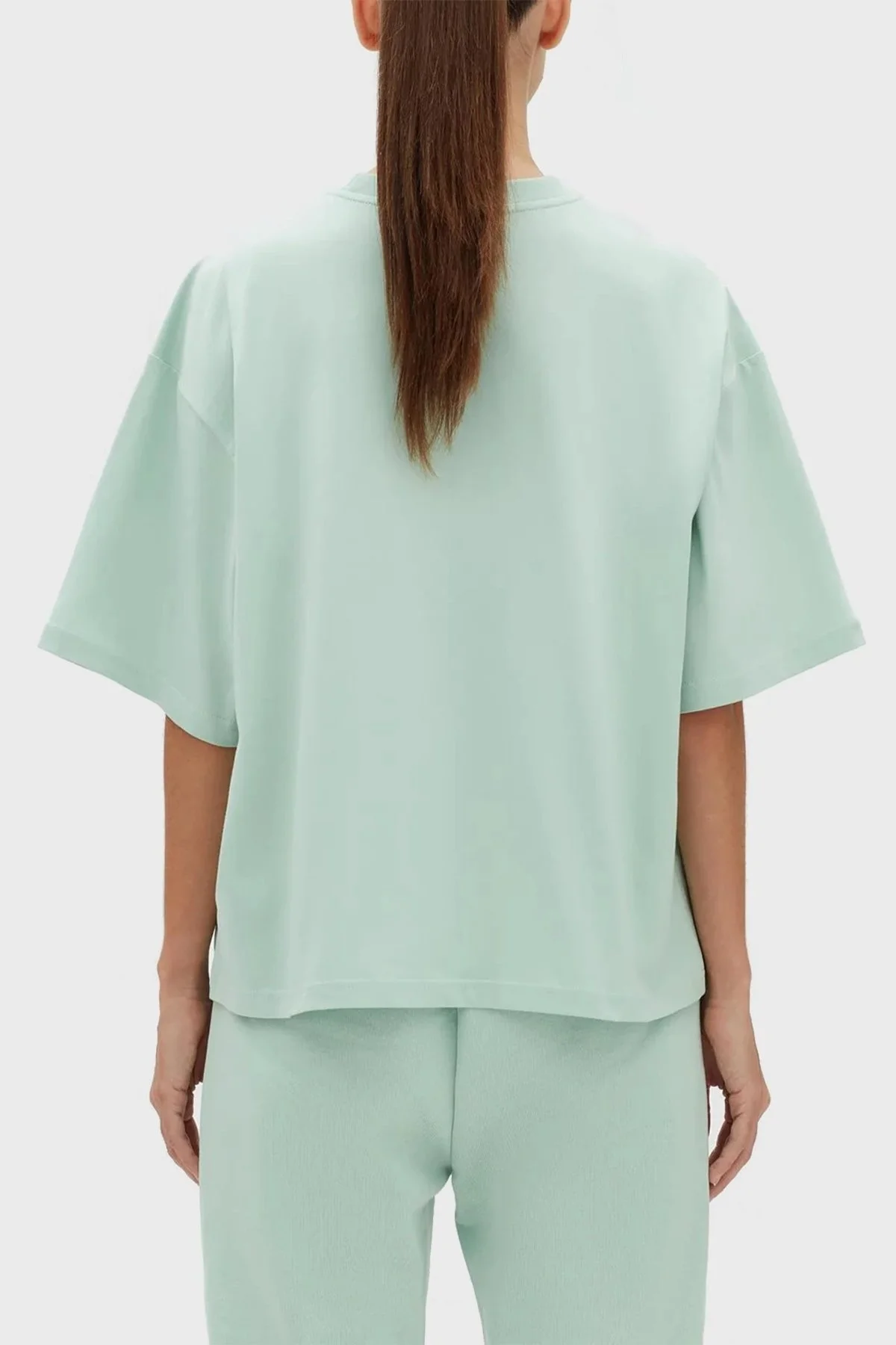 Les Benjamins % 100 Pamuk Oversize Bisiklet Yaka Cropped Bayan T Shirt LB23SSESSFUOT-304 YEŞİL - 5