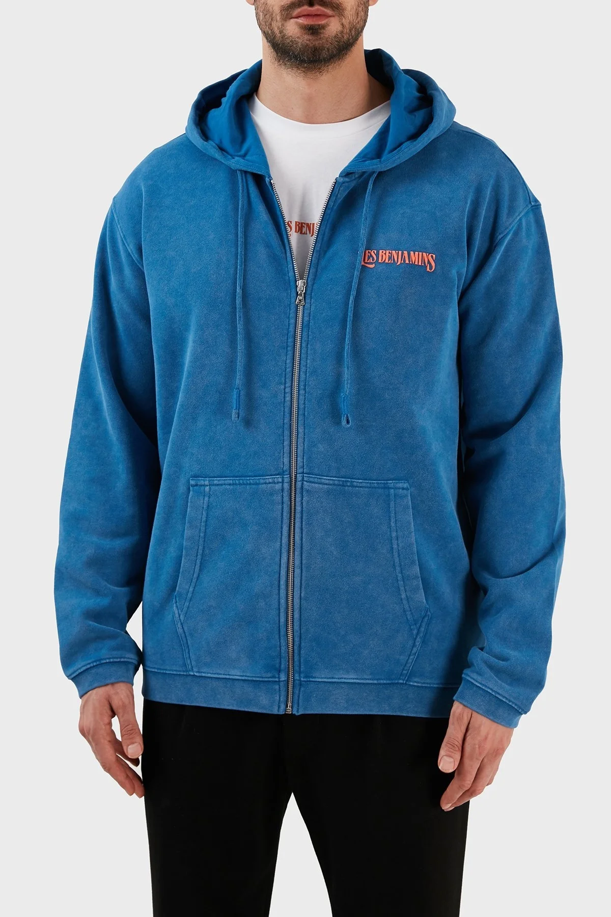 Les Benjamins % 100 Pamuk Oversize Fermuarlı Kapüşonlu Erkek Sweat LB23SSHOEMUZH-001 LACİVERT - 1