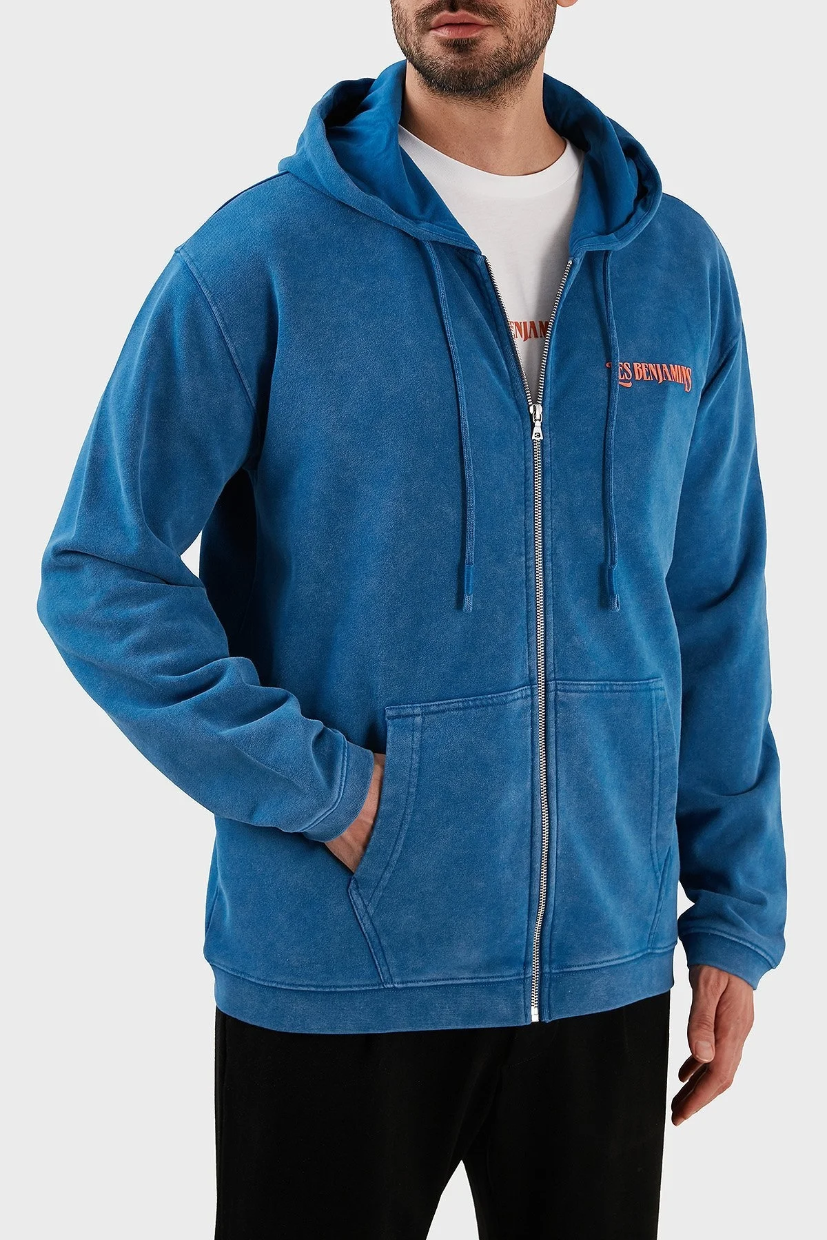 Les Benjamins % 100 Pamuk Oversize Fermuarlı Kapüşonlu Erkek Sweat LB23SSHOEMUZH-001 LACİVERT - 3