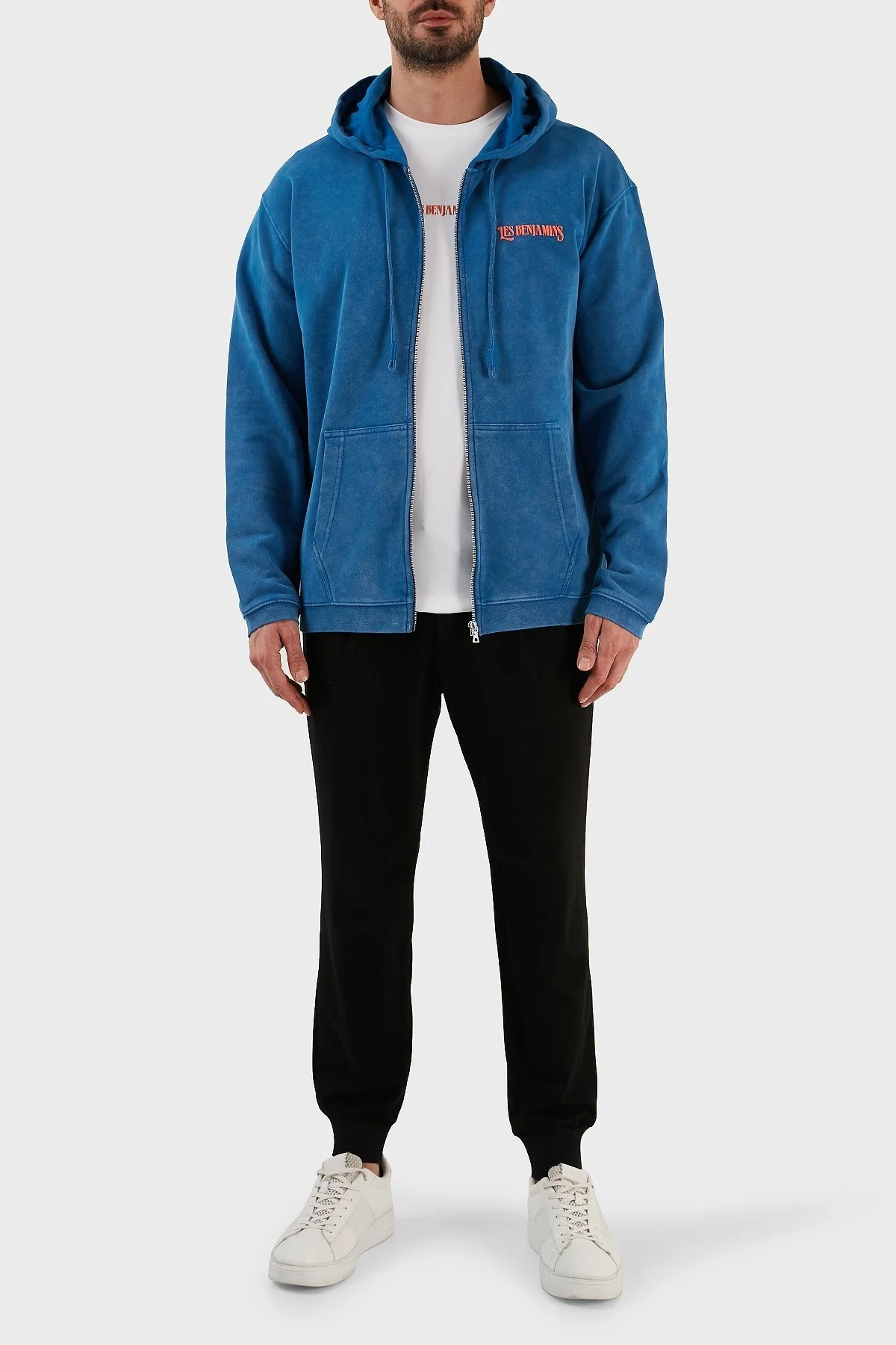 Les Benjamins % 100 Pamuk Oversize Fermuarlı Kapüşonlu Erkek Sweat LB23SSHOEMUZH-001 LACİVERT - 4