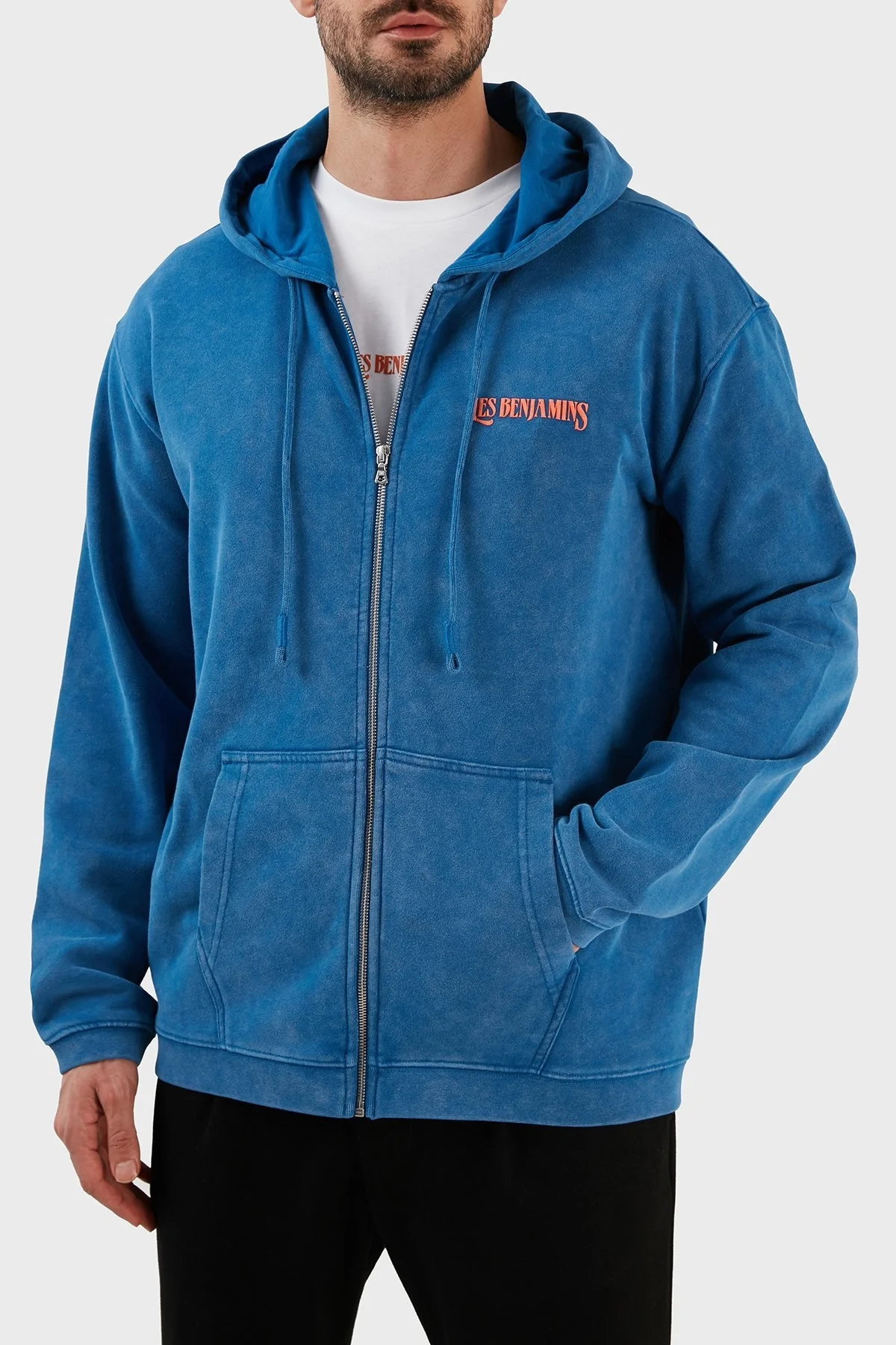 Les Benjamins % 100 Pamuk Oversize Fermuarlı Kapüşonlu Erkek Sweat LB23SSHOEMUZH-001 LACİVERT - 5