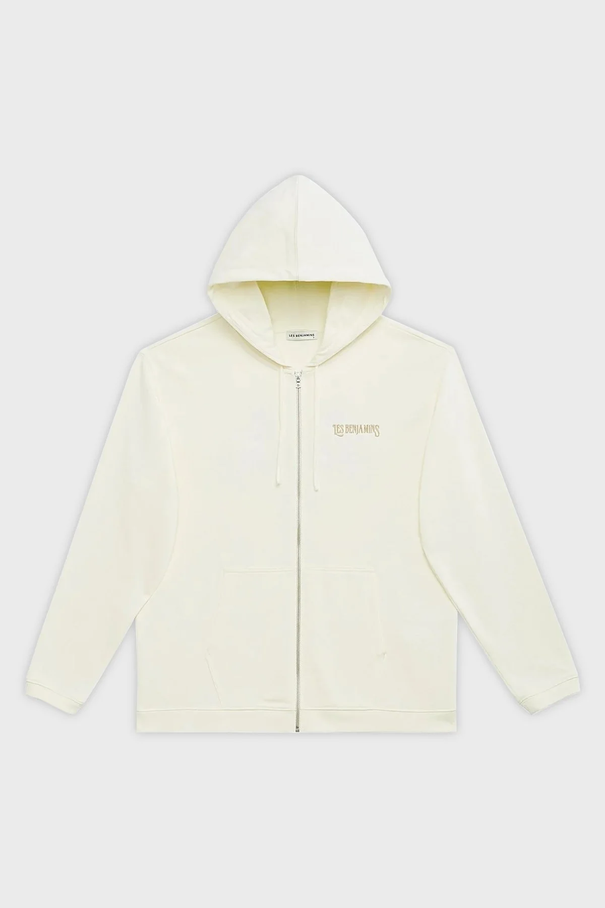 Les Benjamins % 100 Pamuk Oversize Fermuarlı Kapüşonlu Erkek Sweat LB23SSHOEMUZH-002 BEYAZ - 6