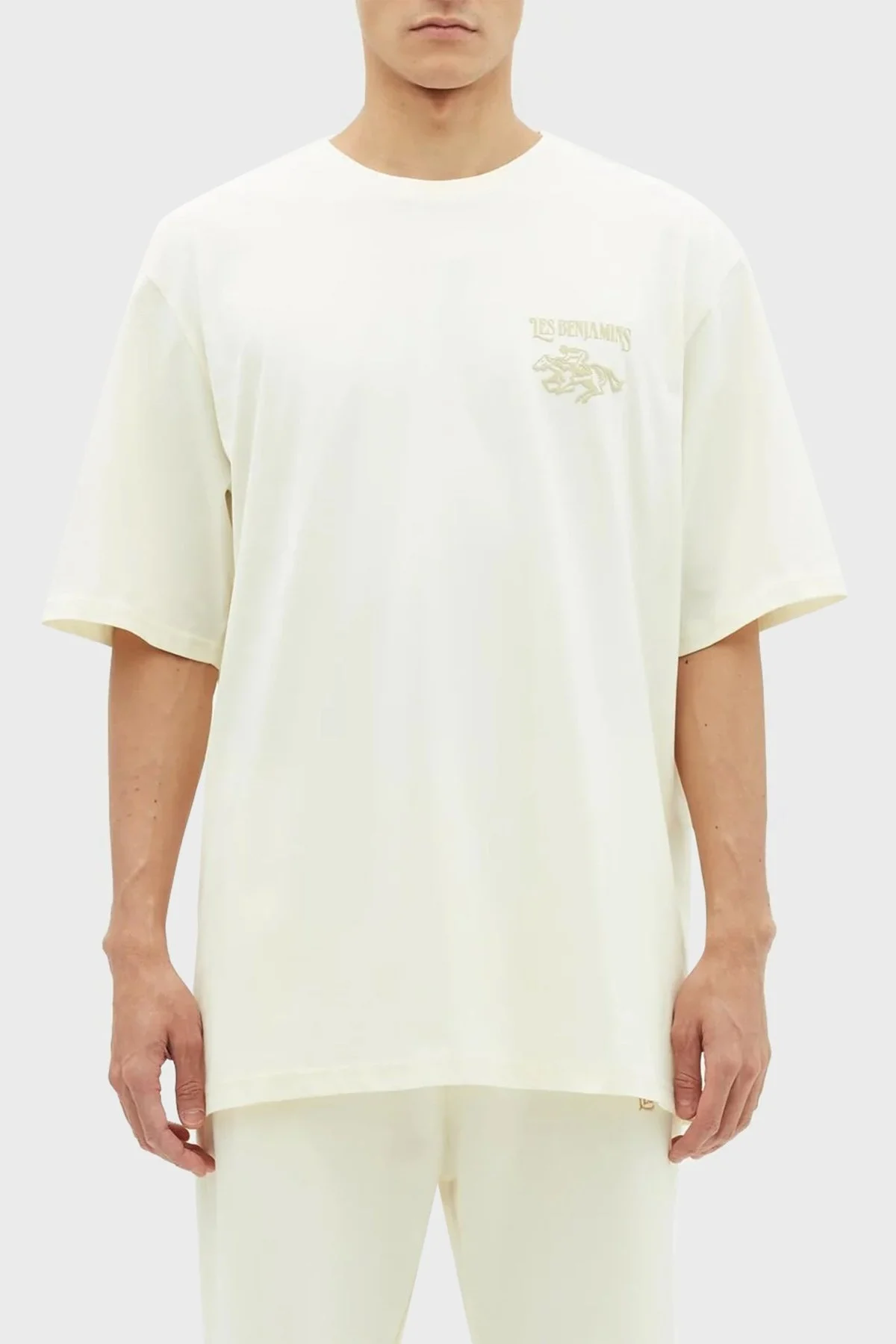 Les Benjamins % 100 Pamuk Oversize Fit Bisiklet Yaka Erkek T Shirt LB23SSHOEMUOT-003 BEJ - 1