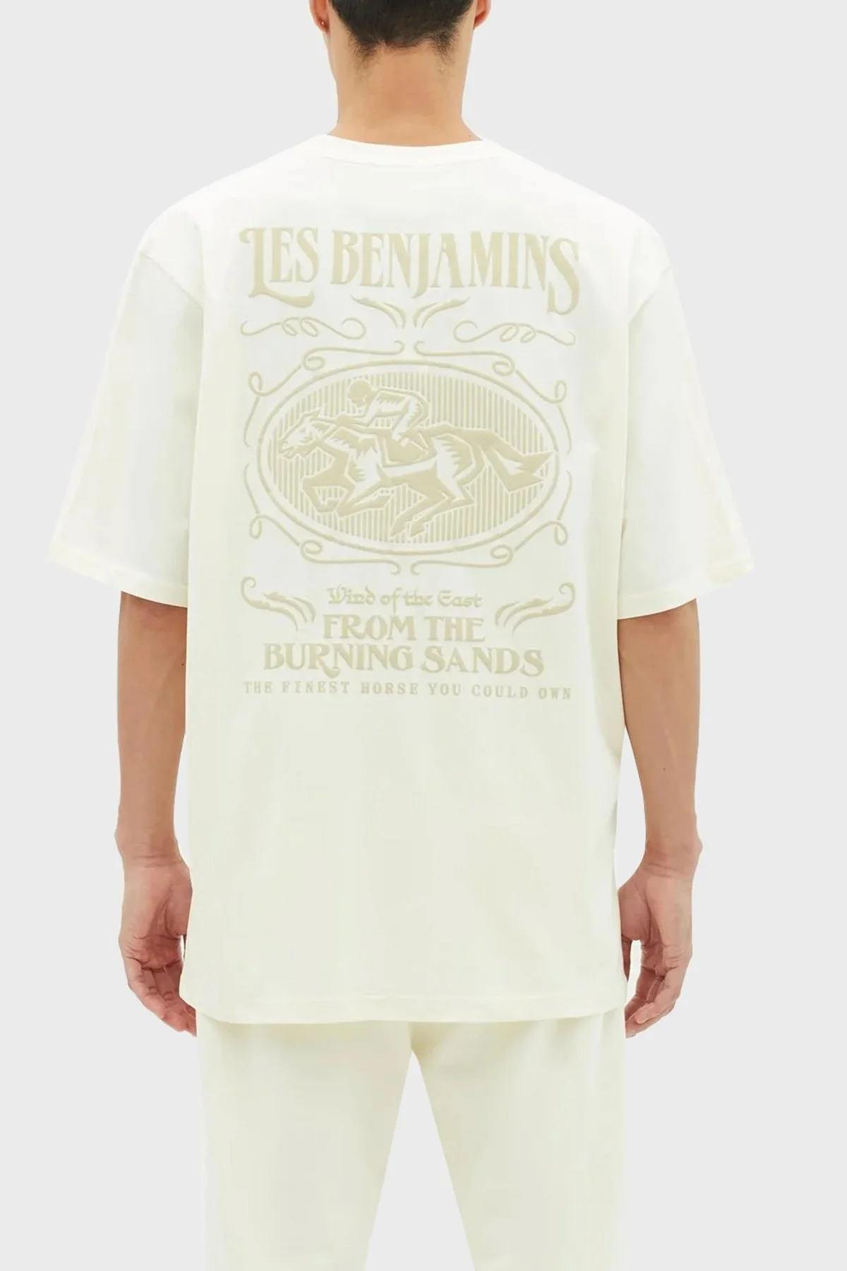 Les Benjamins % 100 Pamuk Oversize Fit Bisiklet Yaka Erkek T Shirt LB23SSHOEMUOT-003 BEJ - 2