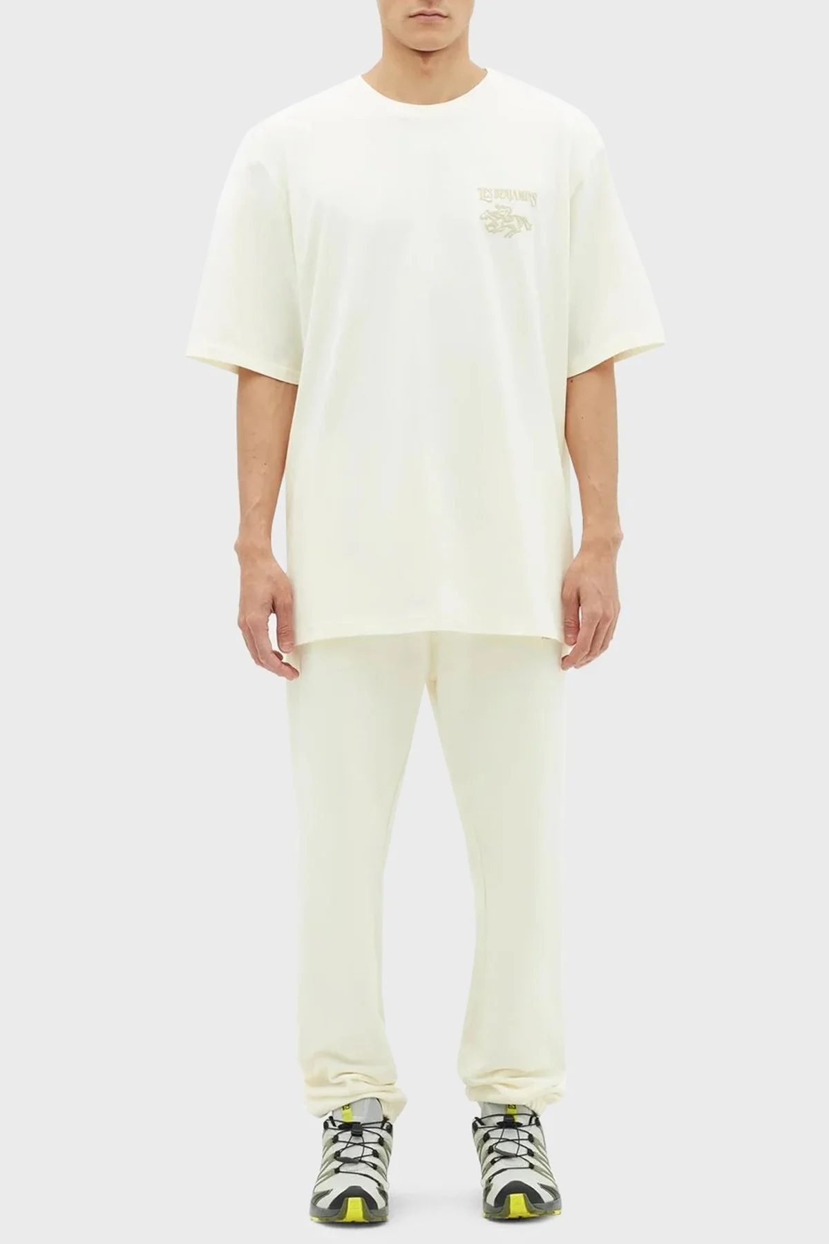 Les Benjamins % 100 Pamuk Oversize Fit Bisiklet Yaka Erkek T Shirt LB23SSHOEMUOT-003 BEJ - 3