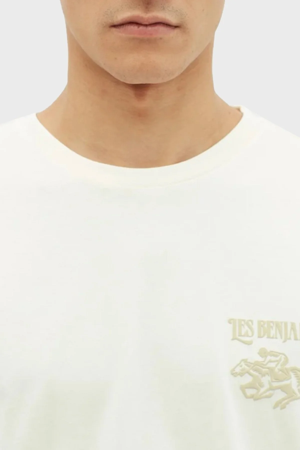 Les Benjamins % 100 Pamuk Oversize Fit Bisiklet Yaka Erkek T Shirt LB23SSHOEMUOT-003 BEJ - 5