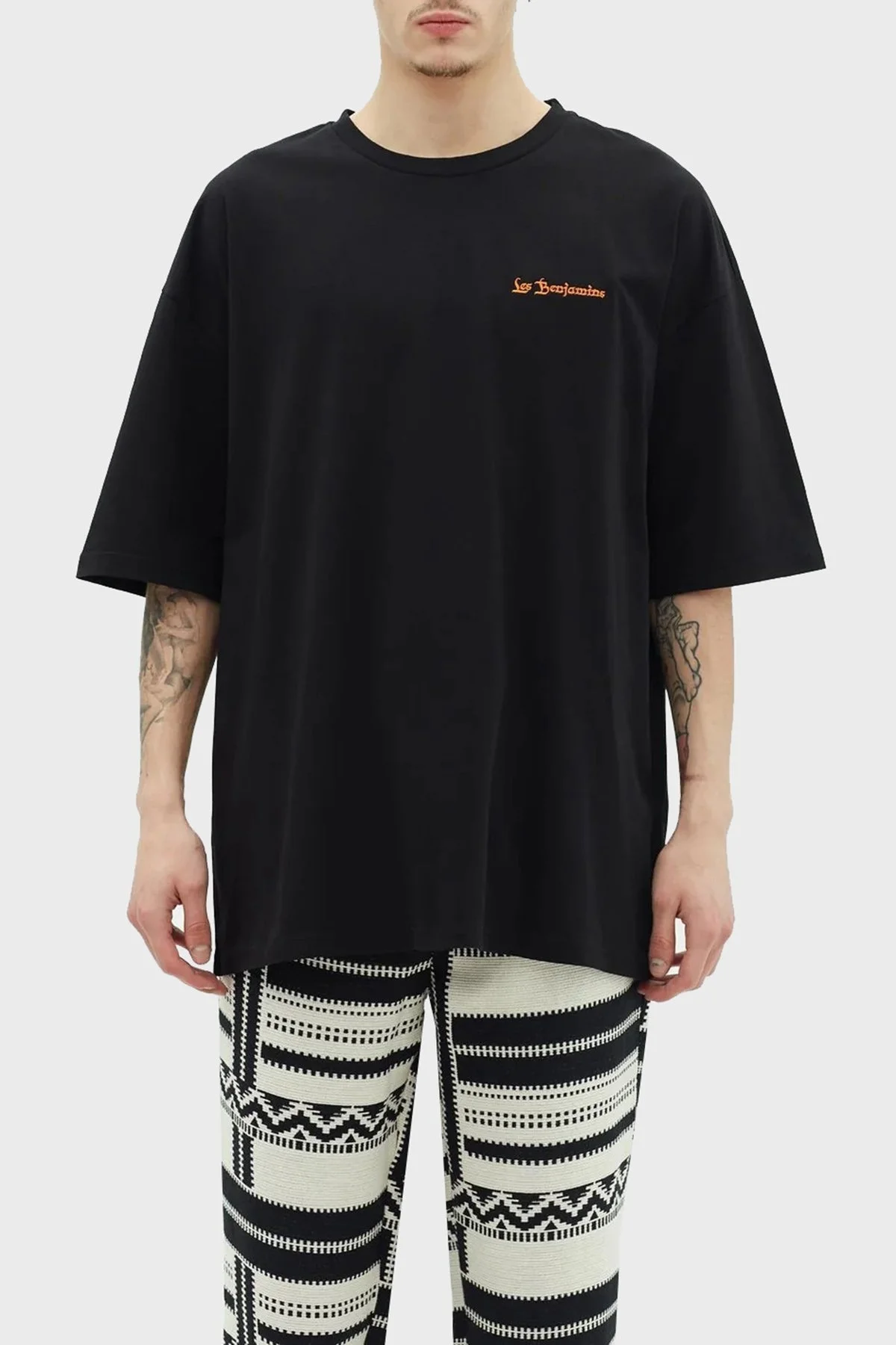 Les Benjamins % 100 Pamuk Oversize Fit Bisiklet Yaka Erkek T Shirt LB23SSHOEMUOT-004 SİYAH - 1