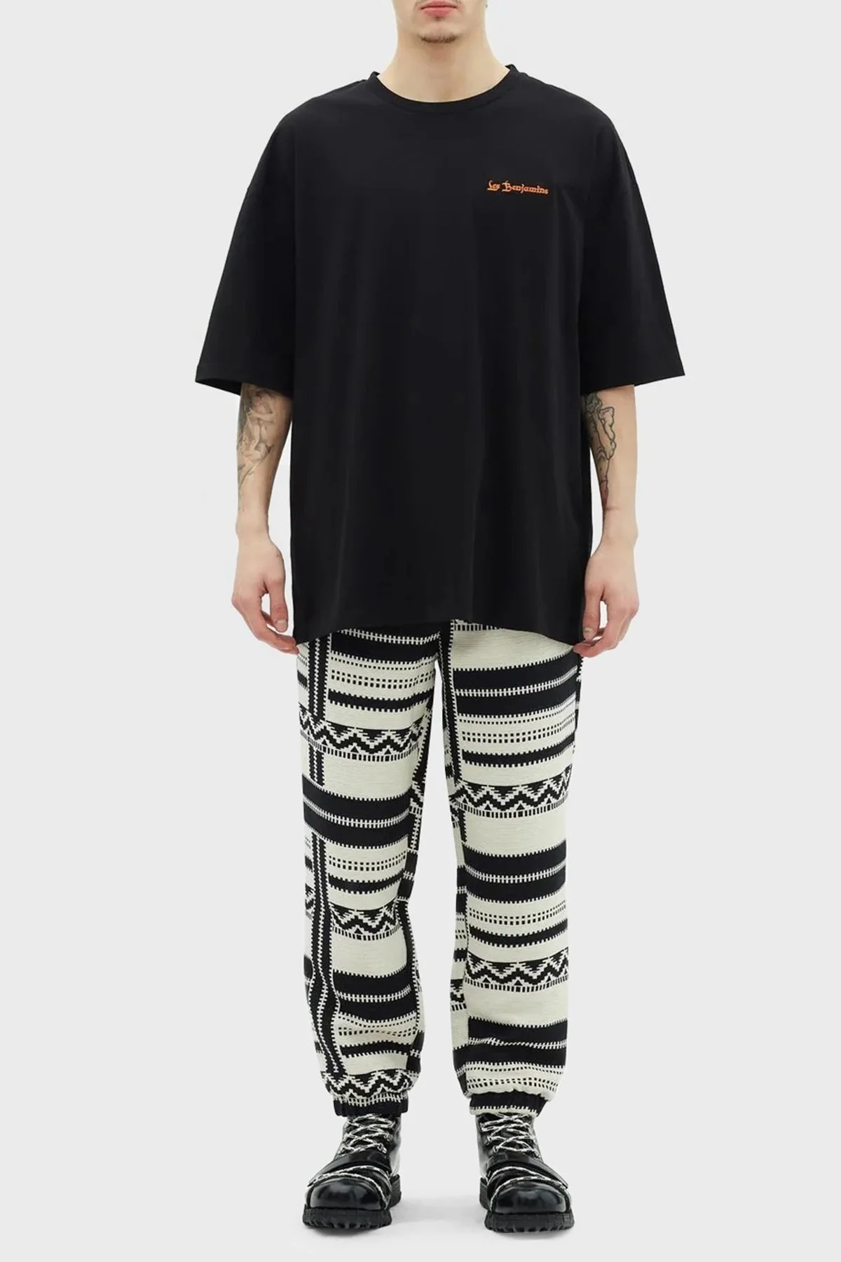 Les Benjamins % 100 Pamuk Oversize Fit Bisiklet Yaka Erkek T Shirt LB23SSHOEMUOT-004 SİYAH - 2