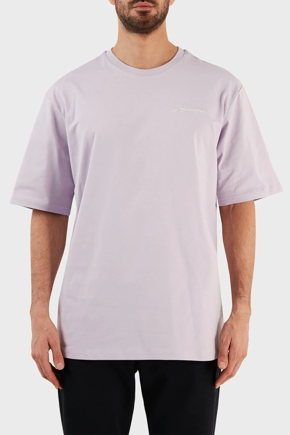 Les Benjamins % 100 Pamuk Oversize Fit Bisiklet Yaka Erkek T Shirt LB23SSHOEMUOT-009 LİLA - 1