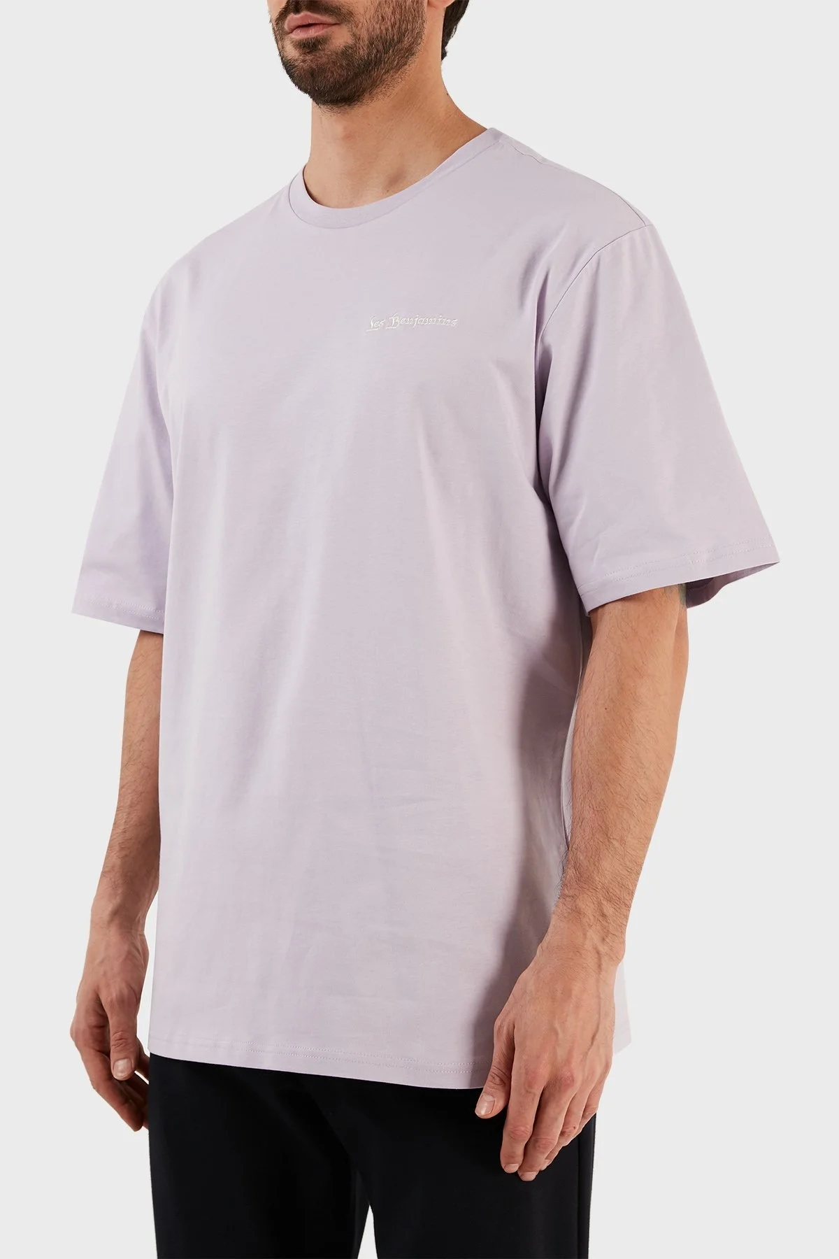 Les Benjamins % 100 Pamuk Oversize Fit Bisiklet Yaka Erkek T Shirt LB23SSHOEMUOT-009 LİLA - 3