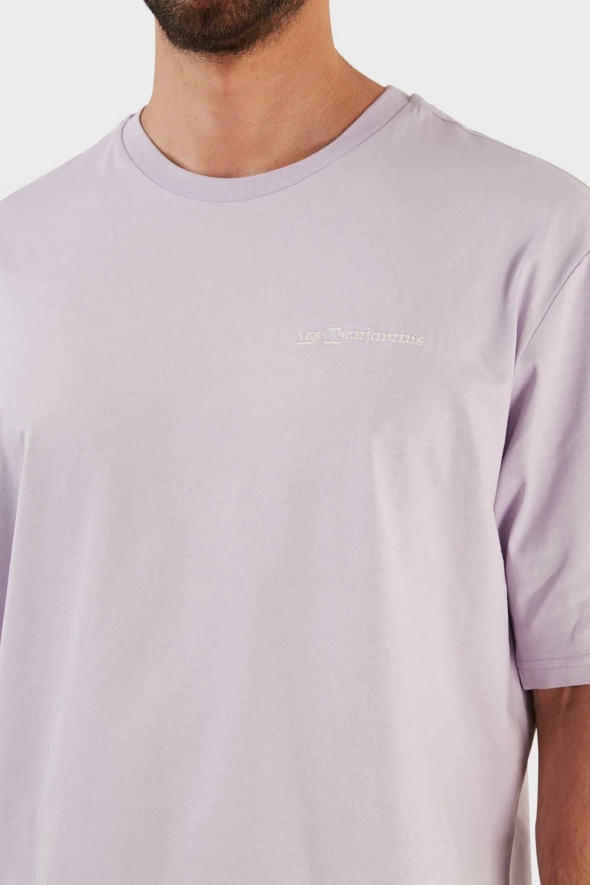 Les Benjamins % 100 Pamuk Oversize Fit Bisiklet Yaka Erkek T Shirt LB23SSHOEMUOT-009 LİLA - 4