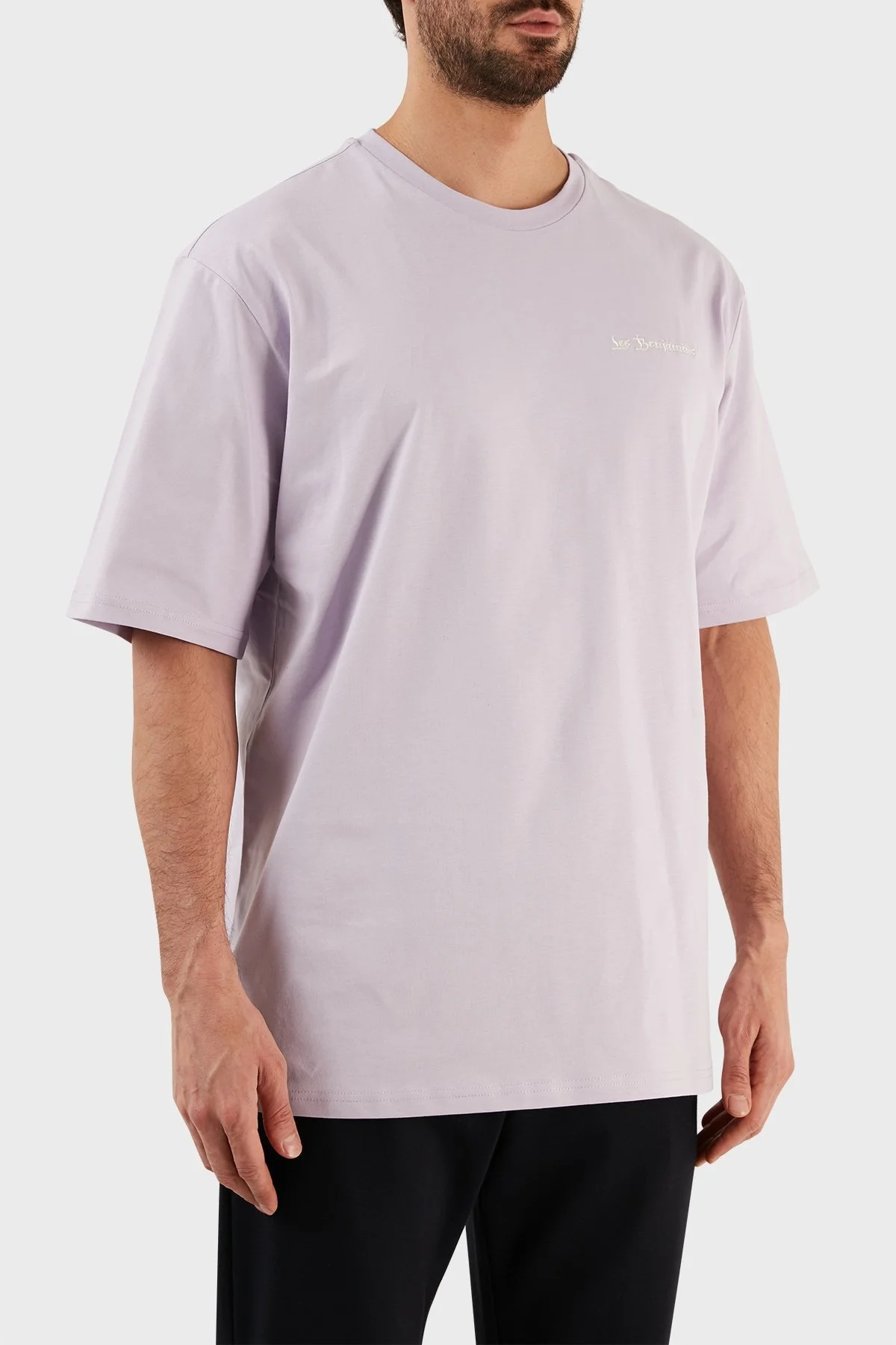 Les Benjamins % 100 Pamuk Oversize Fit Bisiklet Yaka Erkek T Shirt LB23SSHOEMUOT-009 LİLA - 6
