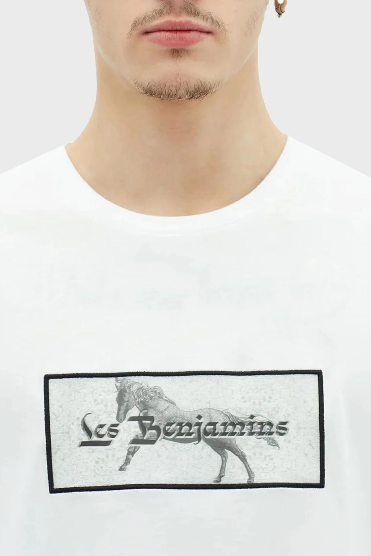 Les Benjamins % 100 Pamuk Oversize Fit Bisiklet Yaka Erkek T Shirt LB23SSHOEMUOT-012 BEYAZ - 5