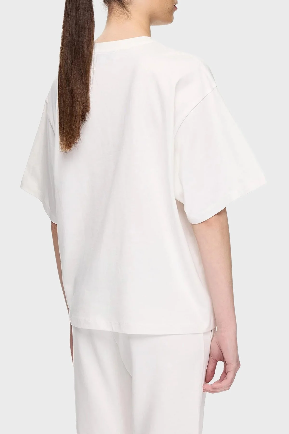 Les Benjamins % 100 Pamuk Oversize Fit Bisiklet Yaka Logolu Bayan T Shirt LBNOOSESSFUTS-306 BEYAZ - 9