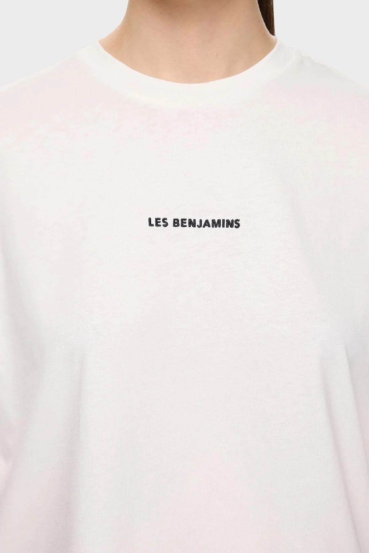 Les Benjamins % 100 Pamuk Oversize Fit Bisiklet Yaka Logolu Bayan T Shirt LBNOOSESSFUTS-306 BEYAZ - 10