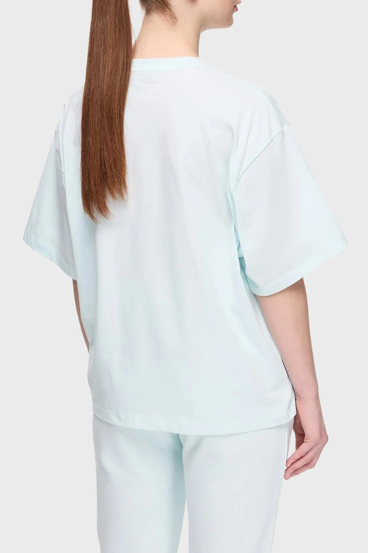 Les Benjamins % 100 Pamuk Oversize Fit Bisiklet Yaka Logolu Bayan T Shirt LBNOOSESSFUTS-311 BEBE MAVİ - 10