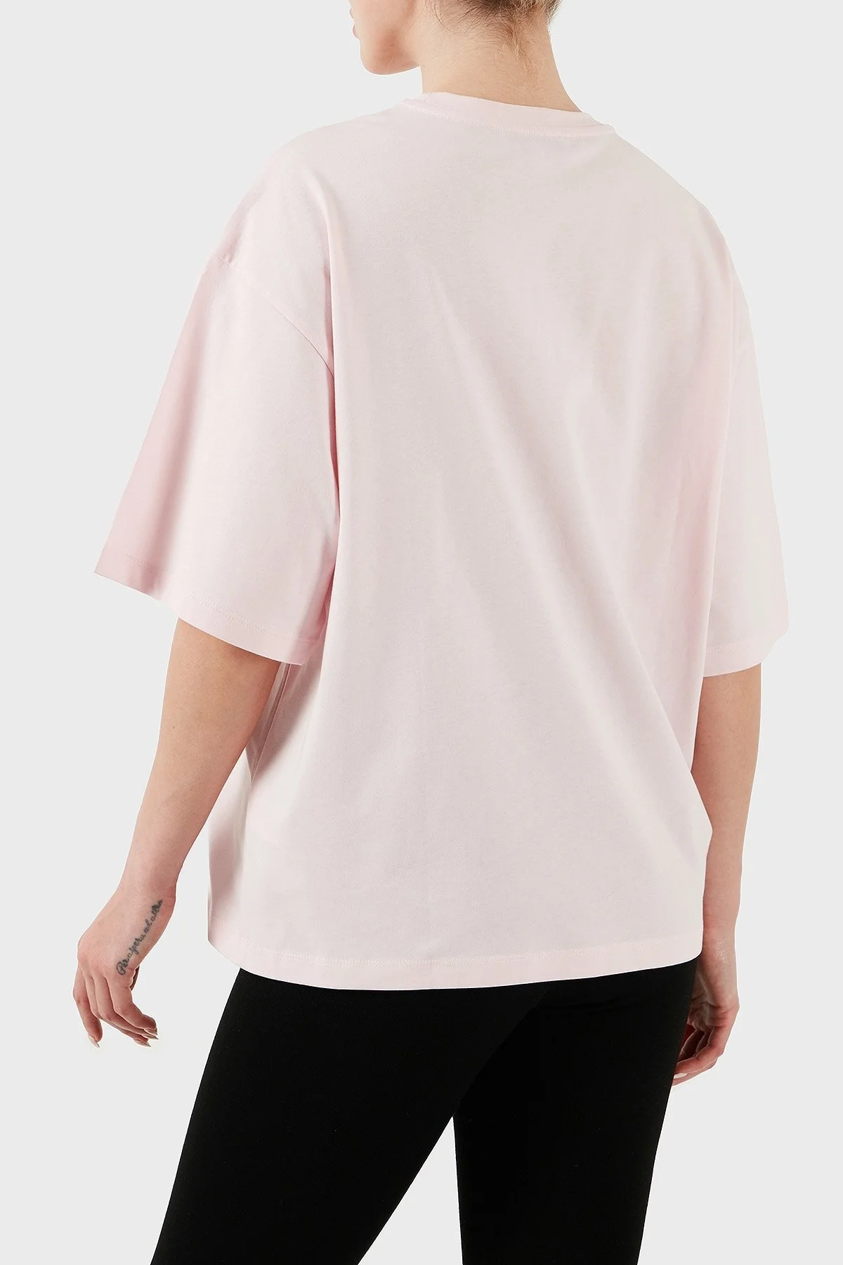 Les Benjamins % 100 Pamuk Oversize Fit Bisiklet Yaka Logolu Bayan T Shirt LBNOOSESSFUTS-312 AÇIK PEMBE - 9