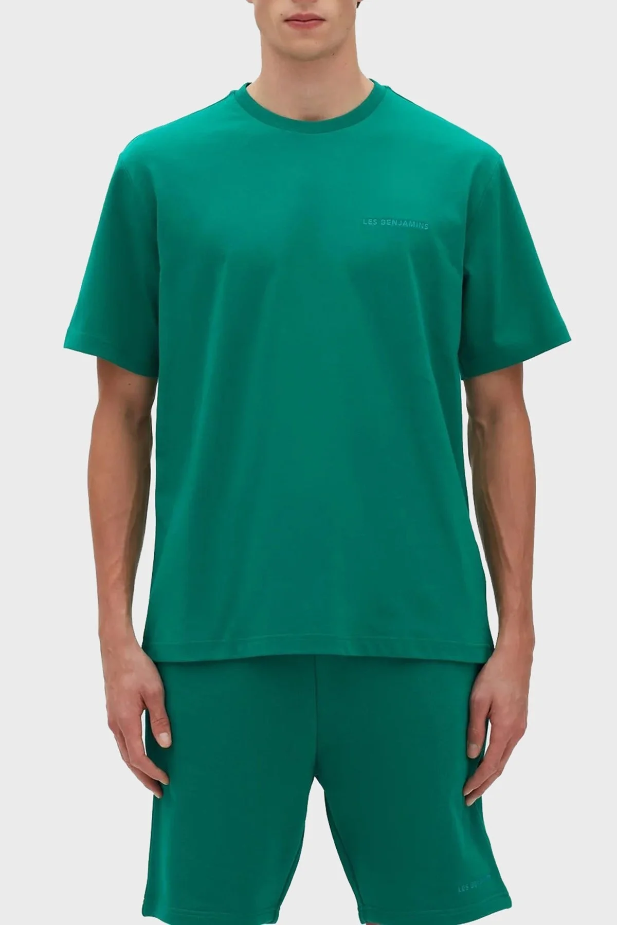 Les Benjamins % 100 Pamuk Regular Fit Bisiklet Yaka Erkek T Shirt LB23SSESSMUTS-301 YEŞİL - 1