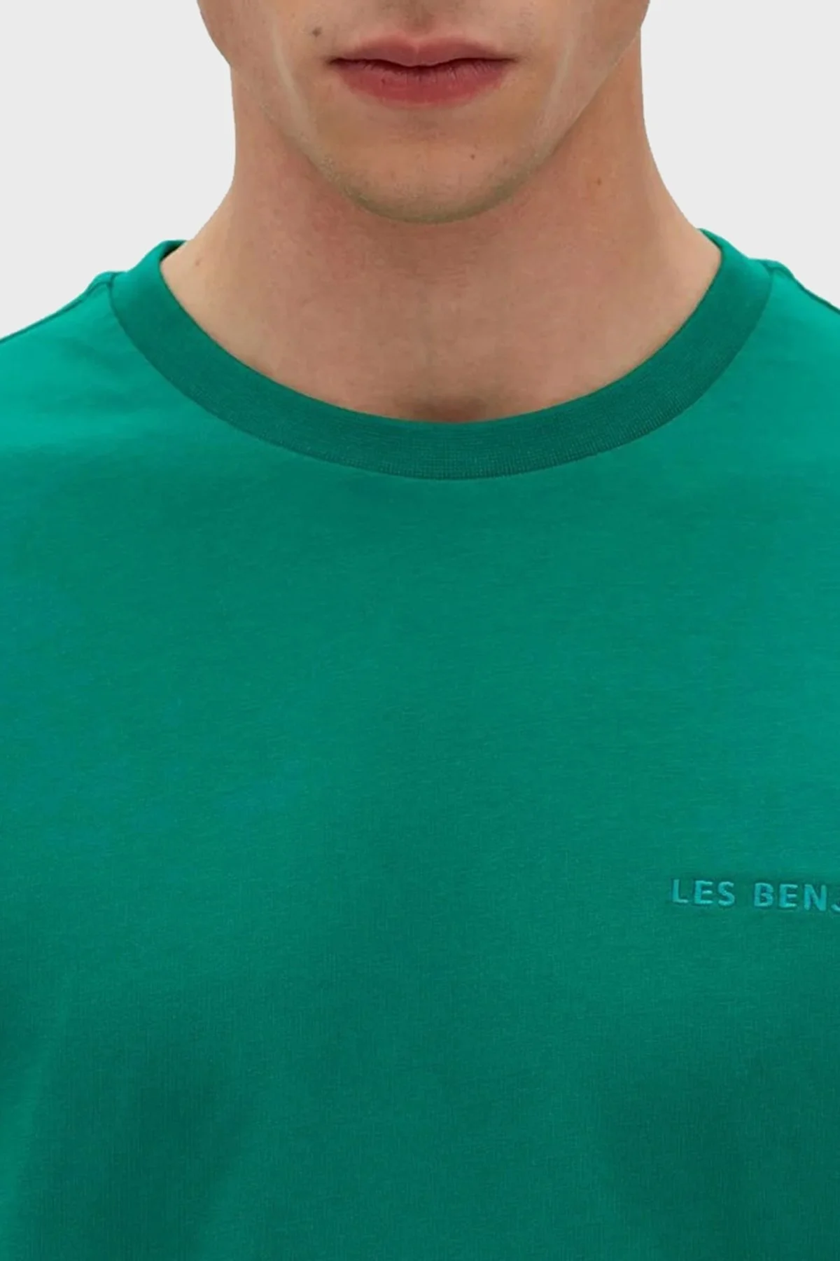 Les Benjamins % 100 Pamuk Regular Fit Bisiklet Yaka Erkek T Shirt LB23SSESSMUTS-301 YEŞİL - 5