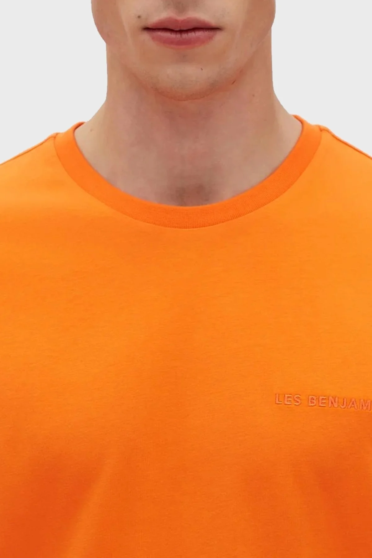 Les Benjamins % 100 Pamuk Regular Fit Bisiklet Yaka Erkek T Shirt LB23SSESSMUTS-302 TURUNCU - 5