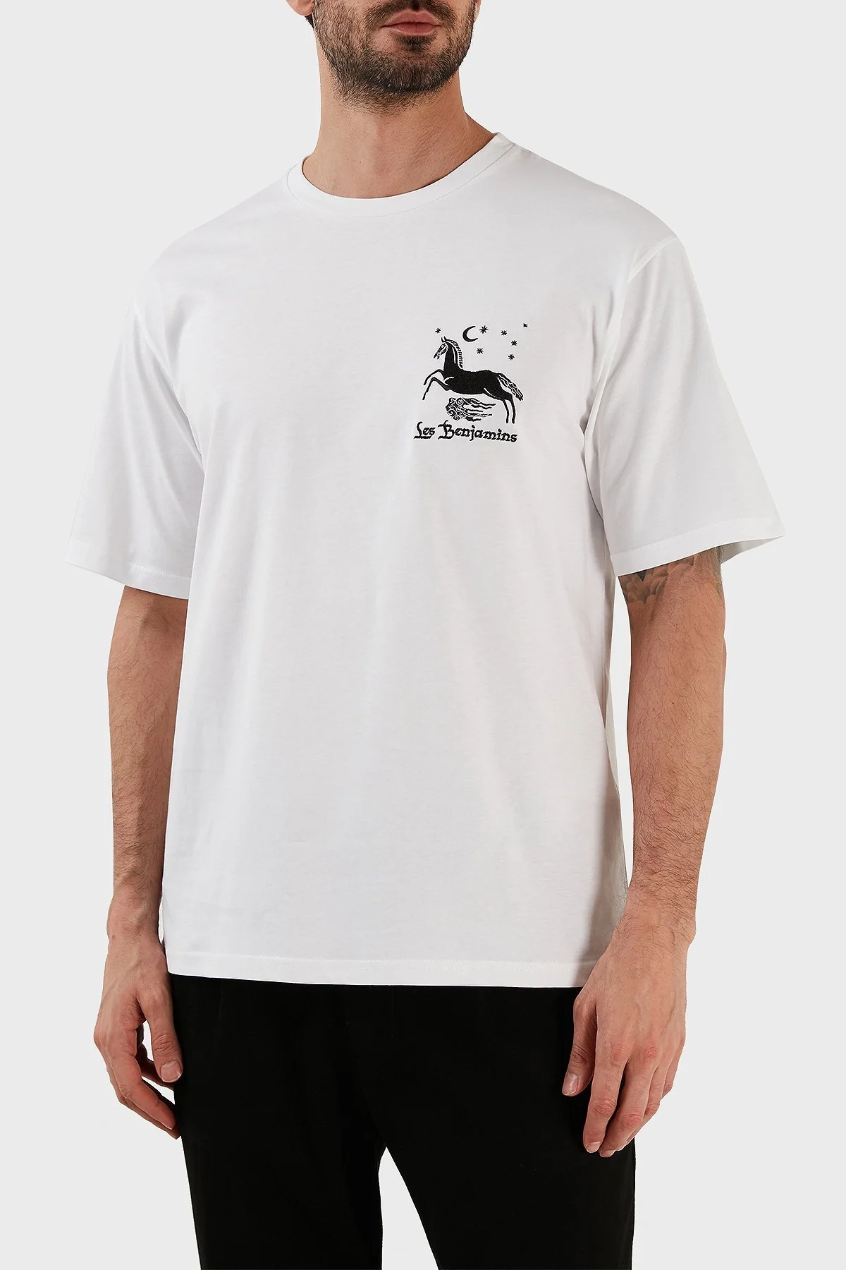 Les Benjamins % 100 Pamuk Regular Fit Bisiklet Yaka Erkek T Shirt LB23SSHOEMUTS-001 BEYAZ - 1