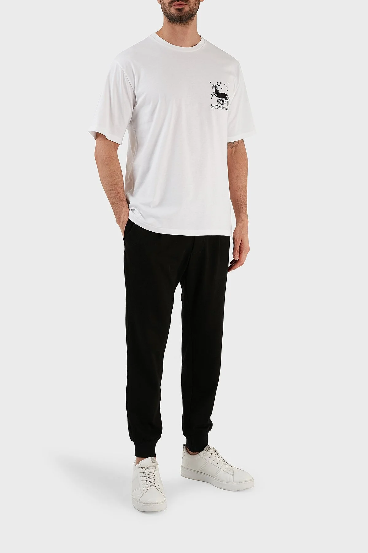 Les Benjamins % 100 Pamuk Regular Fit Bisiklet Yaka Erkek T Shirt LB23SSHOEMUTS-001 BEYAZ - 3