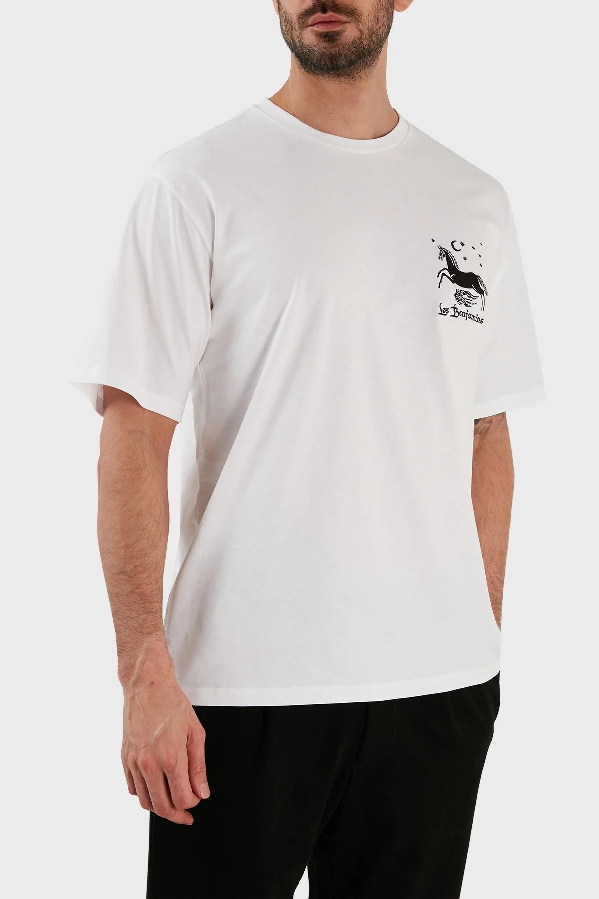 Les Benjamins % 100 Pamuk Regular Fit Bisiklet Yaka Erkek T Shirt LB23SSHOEMUTS-001 BEYAZ - 4