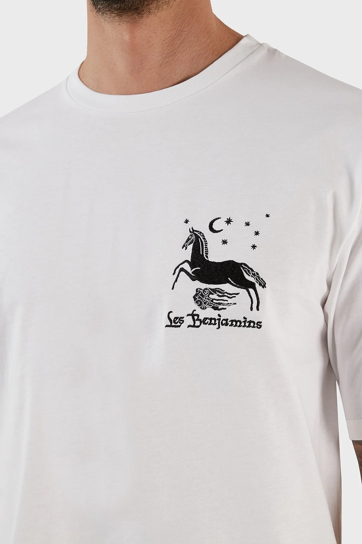 Les Benjamins % 100 Pamuk Regular Fit Bisiklet Yaka Erkek T Shirt LB23SSHOEMUTS-001 BEYAZ - 5