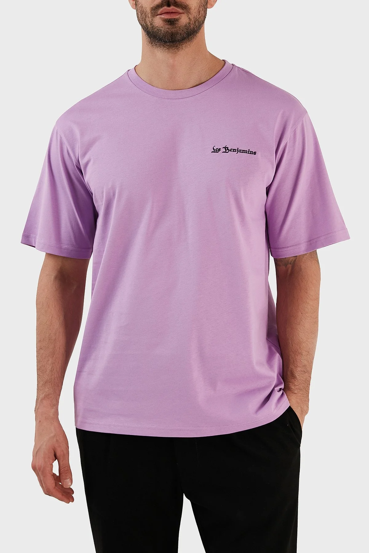 Les Benjamins % 100 Pamuk Regular Fit Bisiklet Yaka Erkek T Shirt LB23SSHOEMUTS-004 LİLA - 1