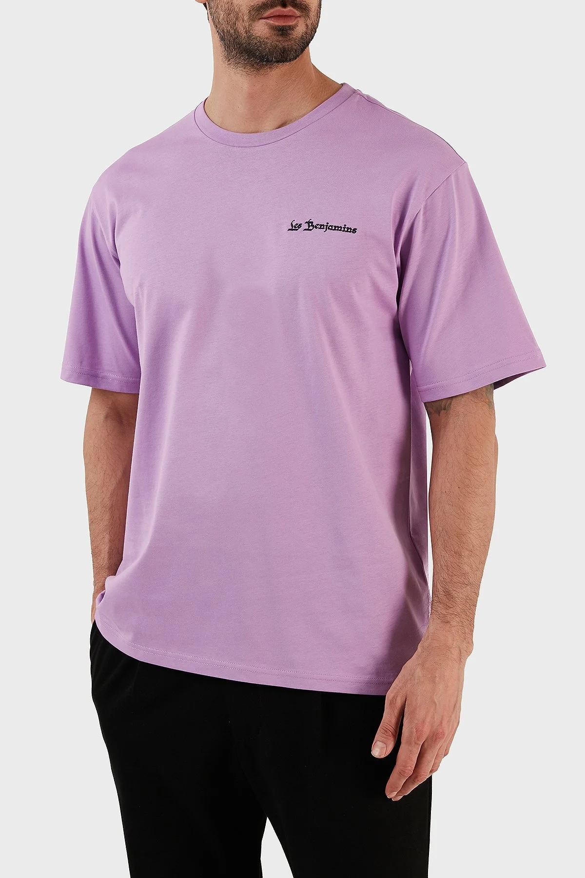 Les Benjamins % 100 Pamuk Regular Fit Bisiklet Yaka Erkek T Shirt LB23SSHOEMUTS-004 LİLA - 3