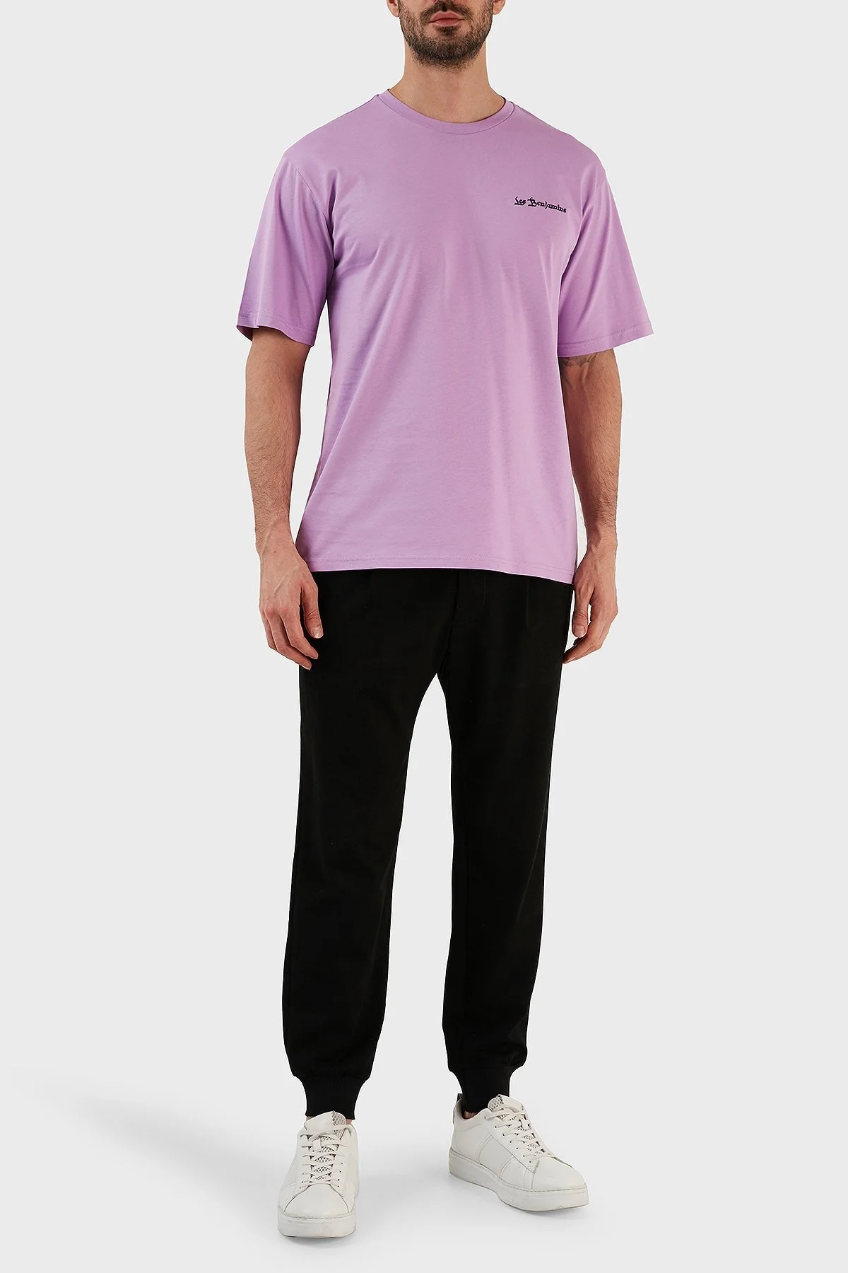 Les Benjamins % 100 Pamuk Regular Fit Bisiklet Yaka Erkek T Shirt LB23SSHOEMUTS-004 LİLA - 4