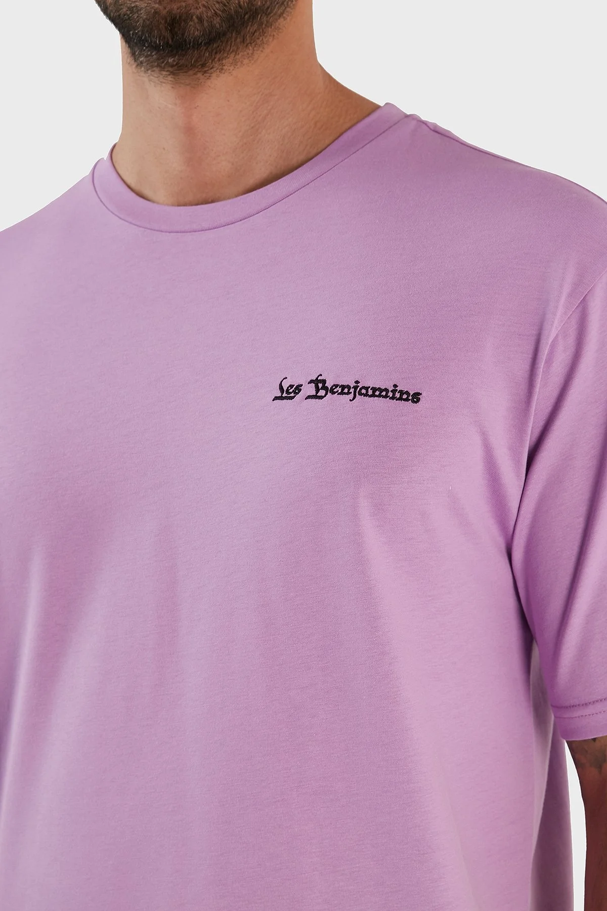 Les Benjamins % 100 Pamuk Regular Fit Bisiklet Yaka Erkek T Shirt LB23SSHOEMUTS-004 LİLA - 6