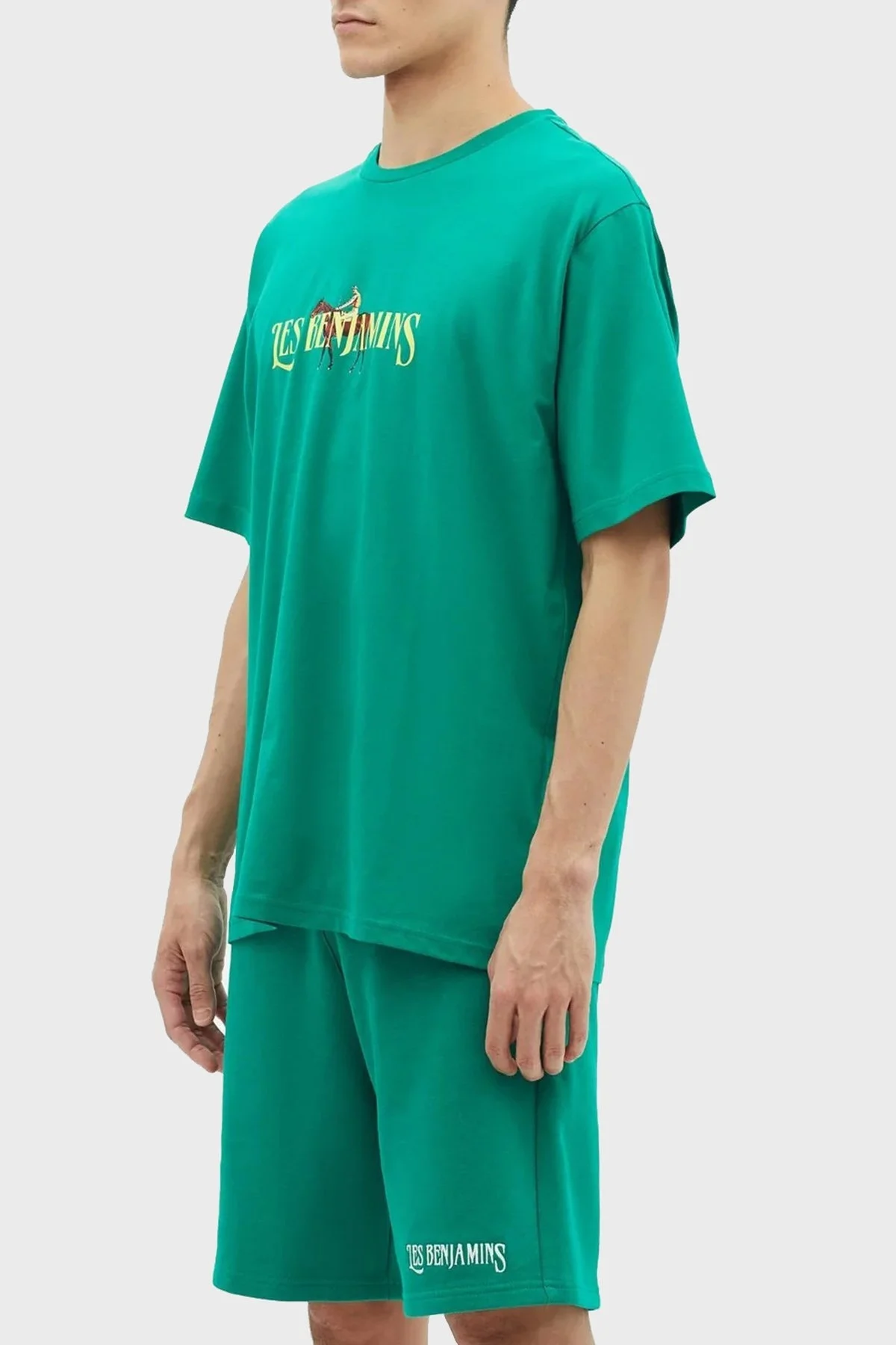 Les Benjamins % 100 Pamuk Relaxed Fit Bisiklet Yaka Erkek T Shirt LB23SSHOEMUTS-006 YEŞİL - 4