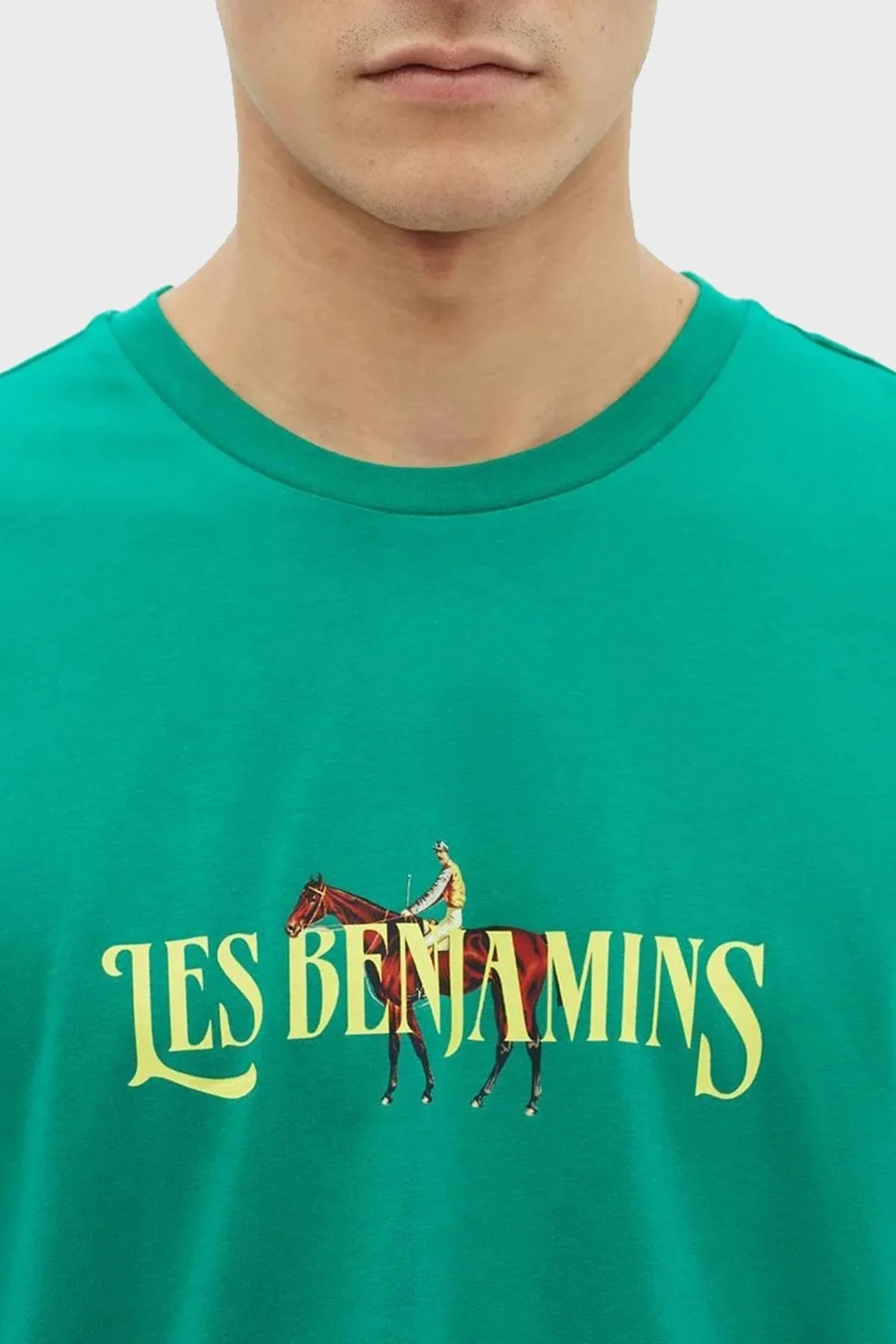 Les Benjamins % 100 Pamuk Relaxed Fit Bisiklet Yaka Erkek T Shirt LB23SSHOEMUTS-006 YEŞİL - 7