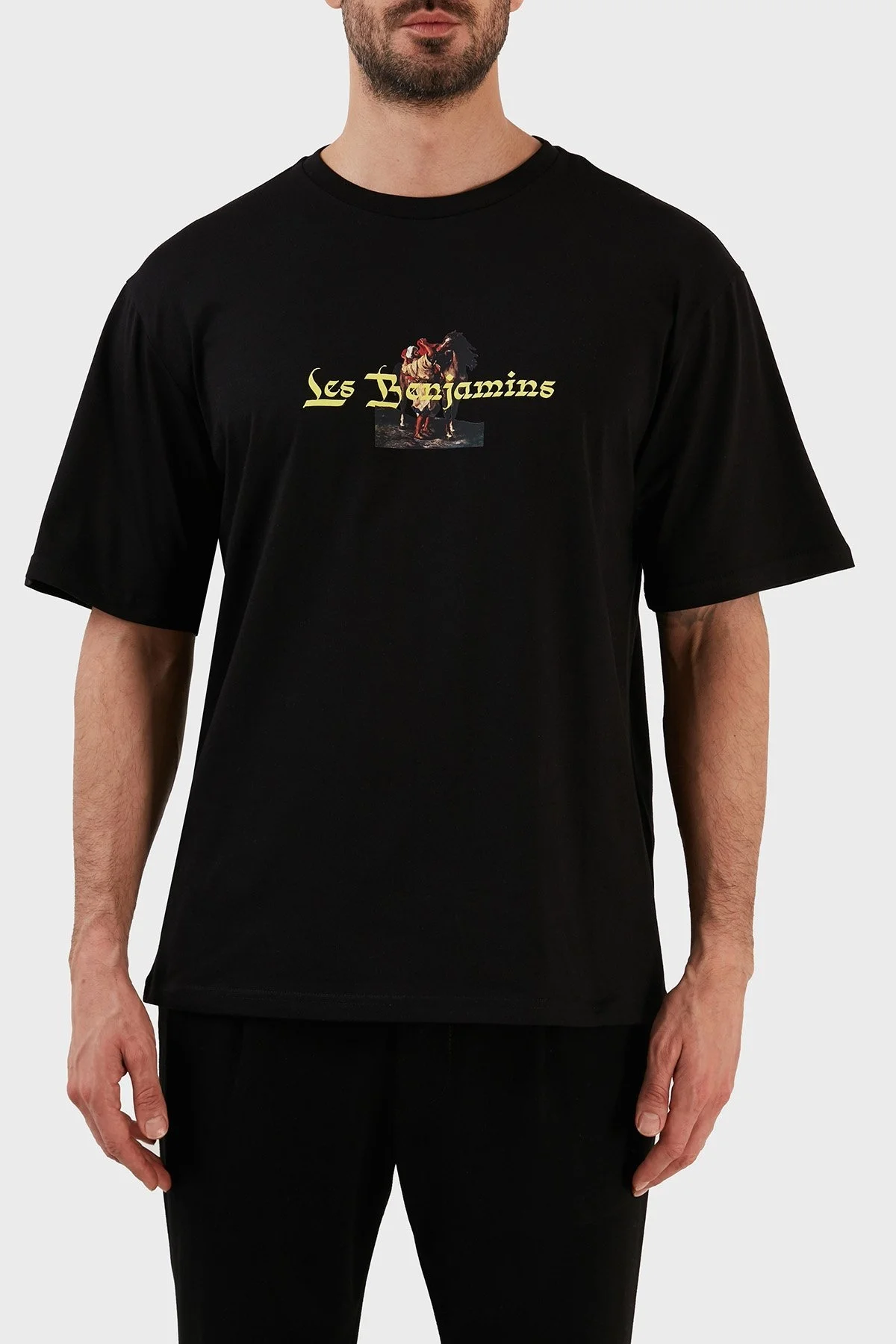 Les Benjamins % 100 Pamuk Regular Fit Bisiklet Yaka Erkek T Shirt LB23SSHOEMUTS-016 SİYAH - 1