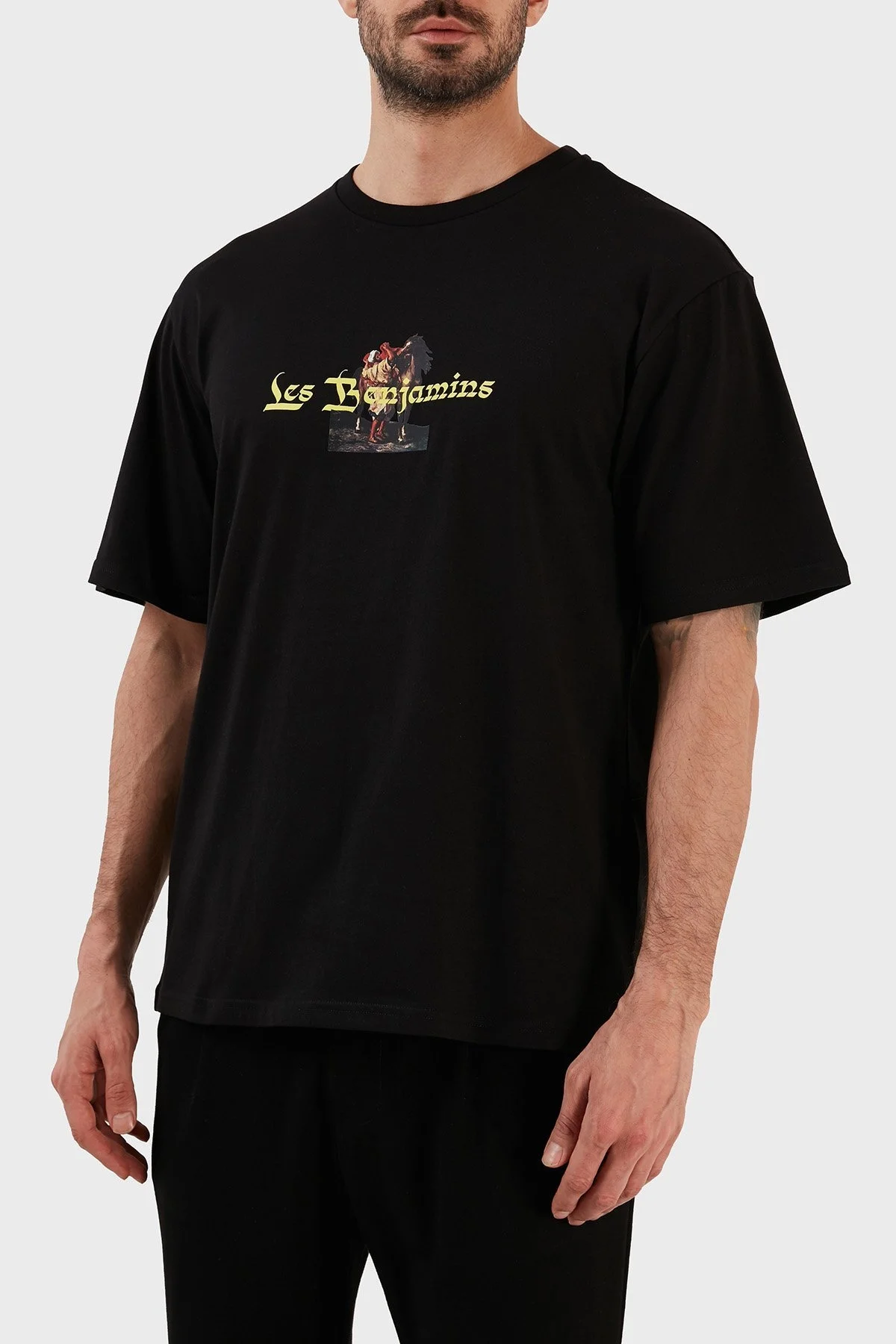 Les Benjamins % 100 Pamuk Regular Fit Bisiklet Yaka Erkek T Shirt LB23SSHOEMUTS-016 SİYAH - 2