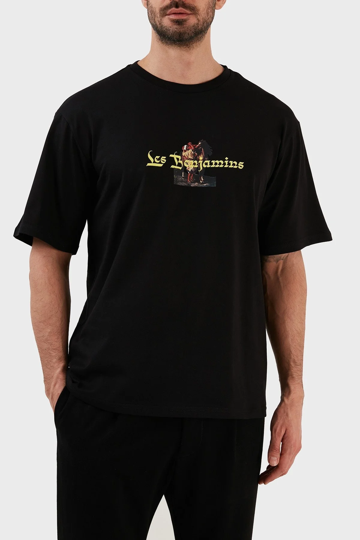 Les Benjamins % 100 Pamuk Regular Fit Bisiklet Yaka Erkek T Shirt LB23SSHOEMUTS-016 SİYAH - 3
